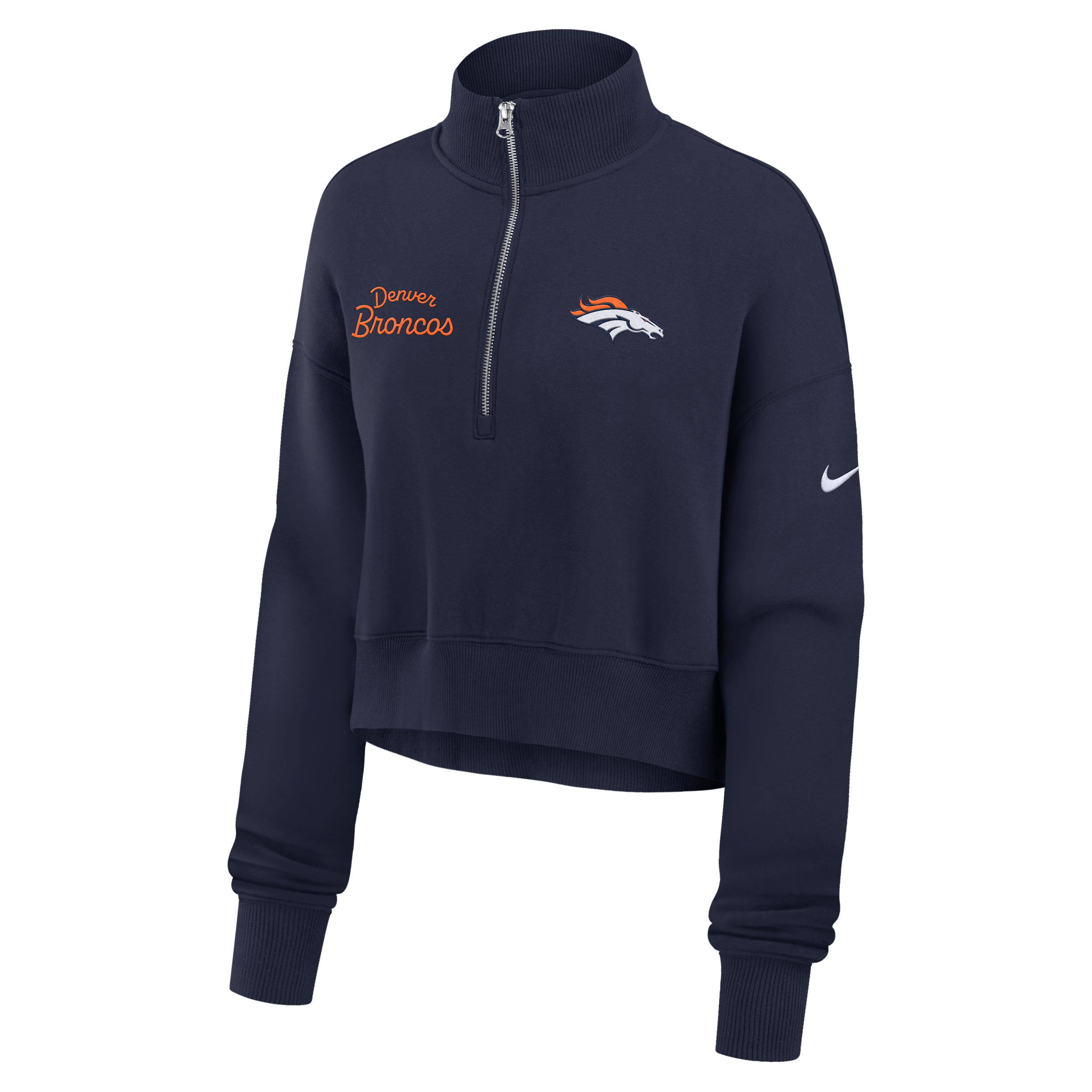 Denver Broncos Phoenix Nike Women's NFL Cropped 1/4-Zip Crew by NIKE