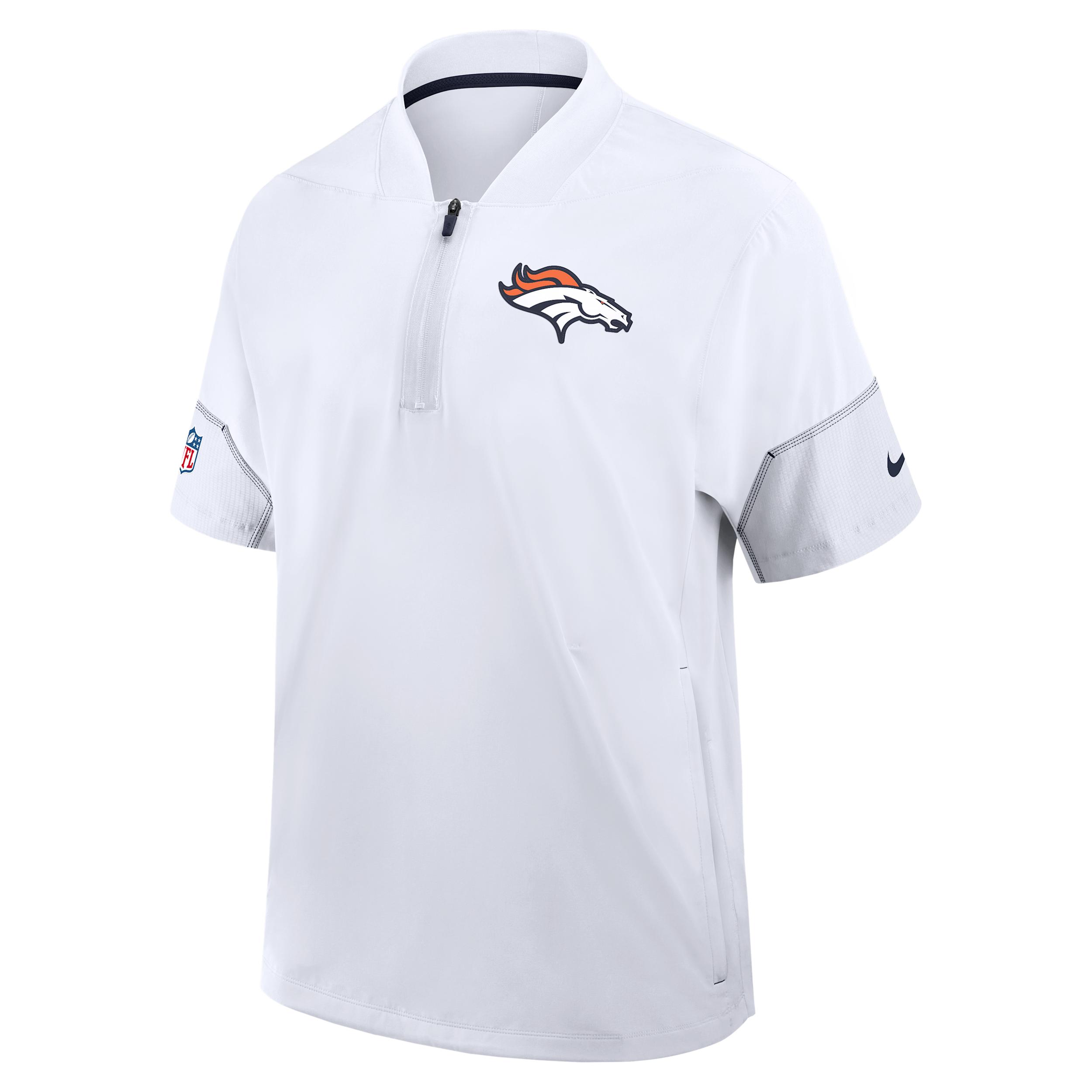 Denver Broncos Sideline Coach Nike Men's NFL 1/2-Zip Short-Sleeve Hooded Jacket by NIKE