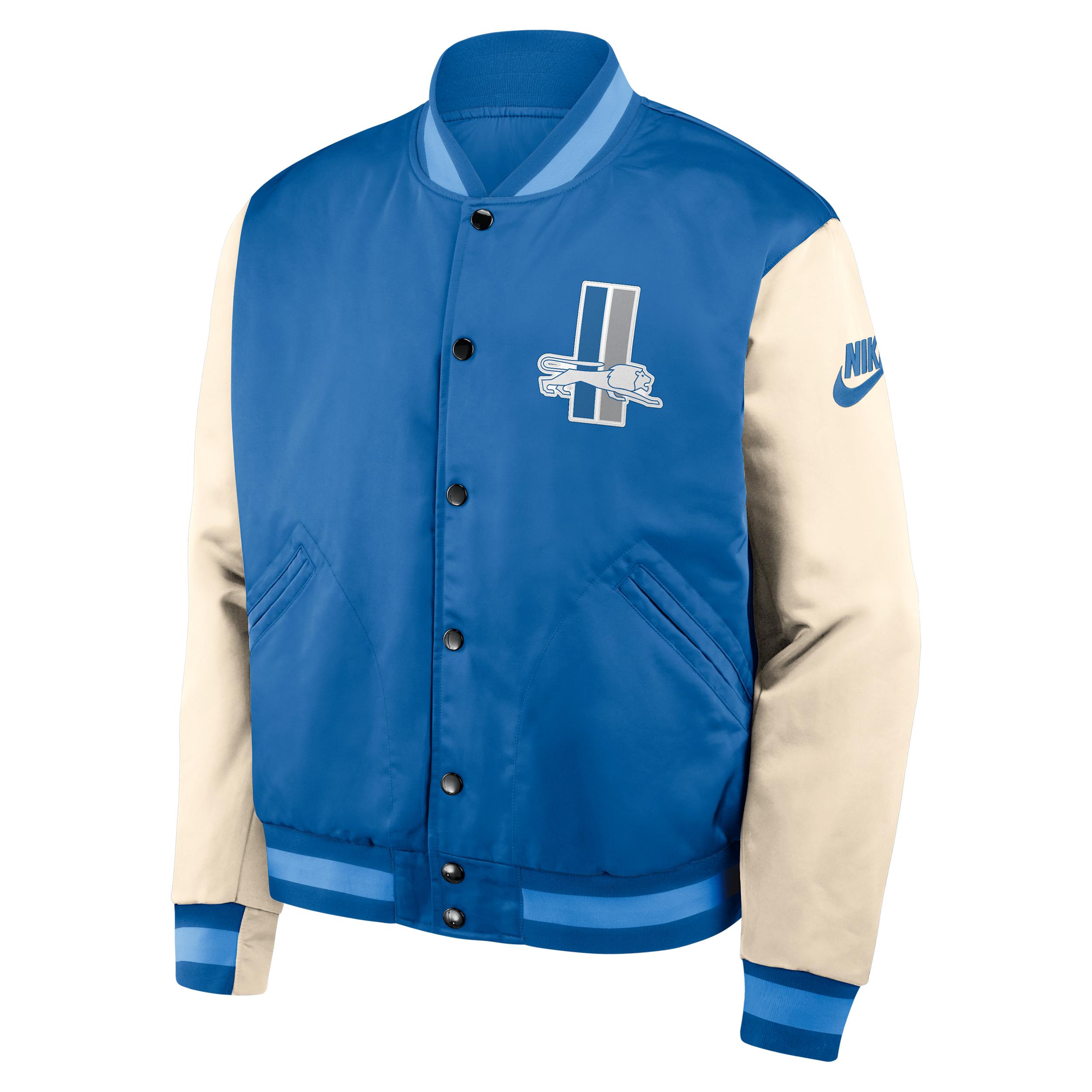 Detroit Lions Rewind Legacy Nike Men's NFL Full-Snap Bomber Jacket by NIKE