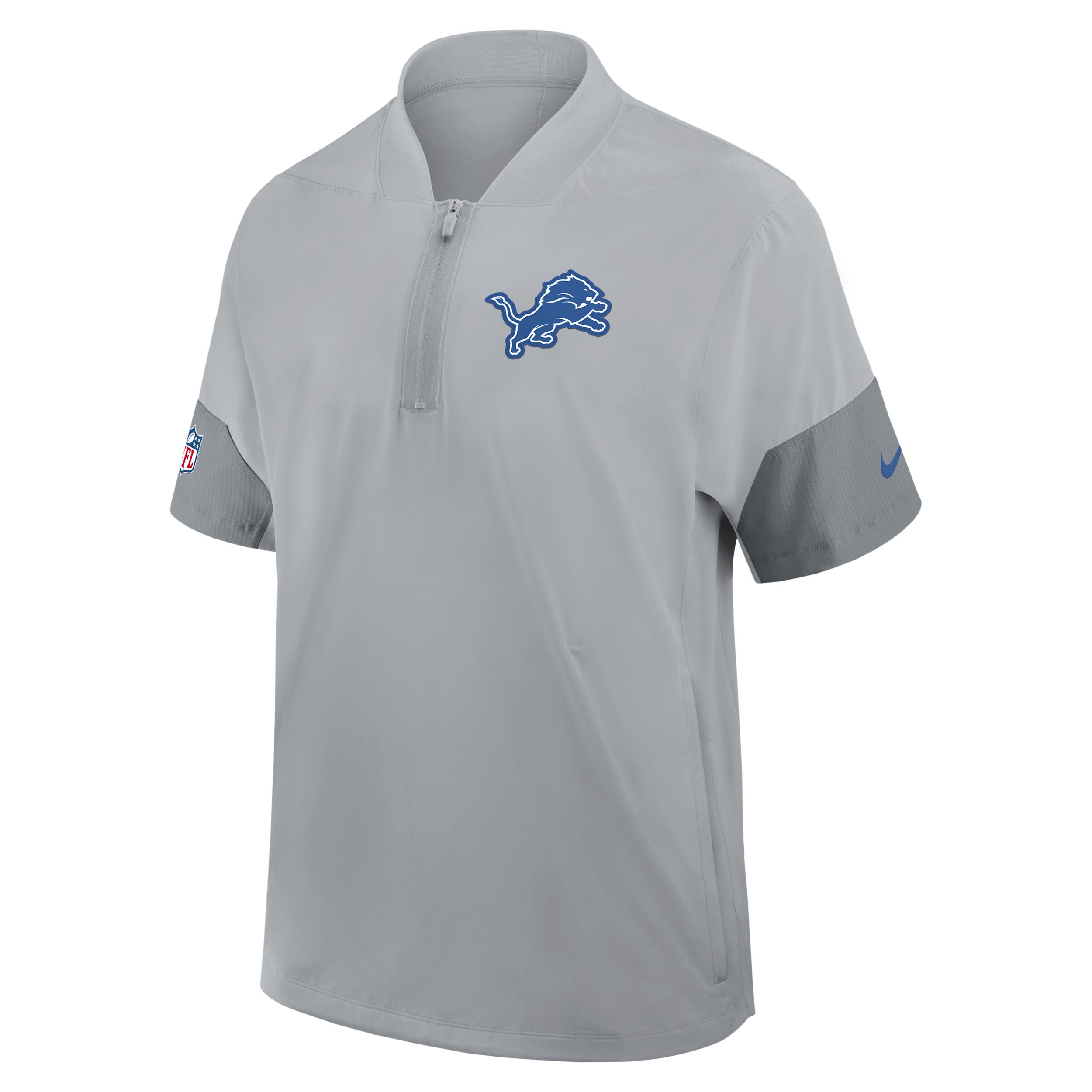 Detroit Lions Sideline Coach Nike Men's NFL 1/2-Zip Short-Sleeve Jacket by NIKE