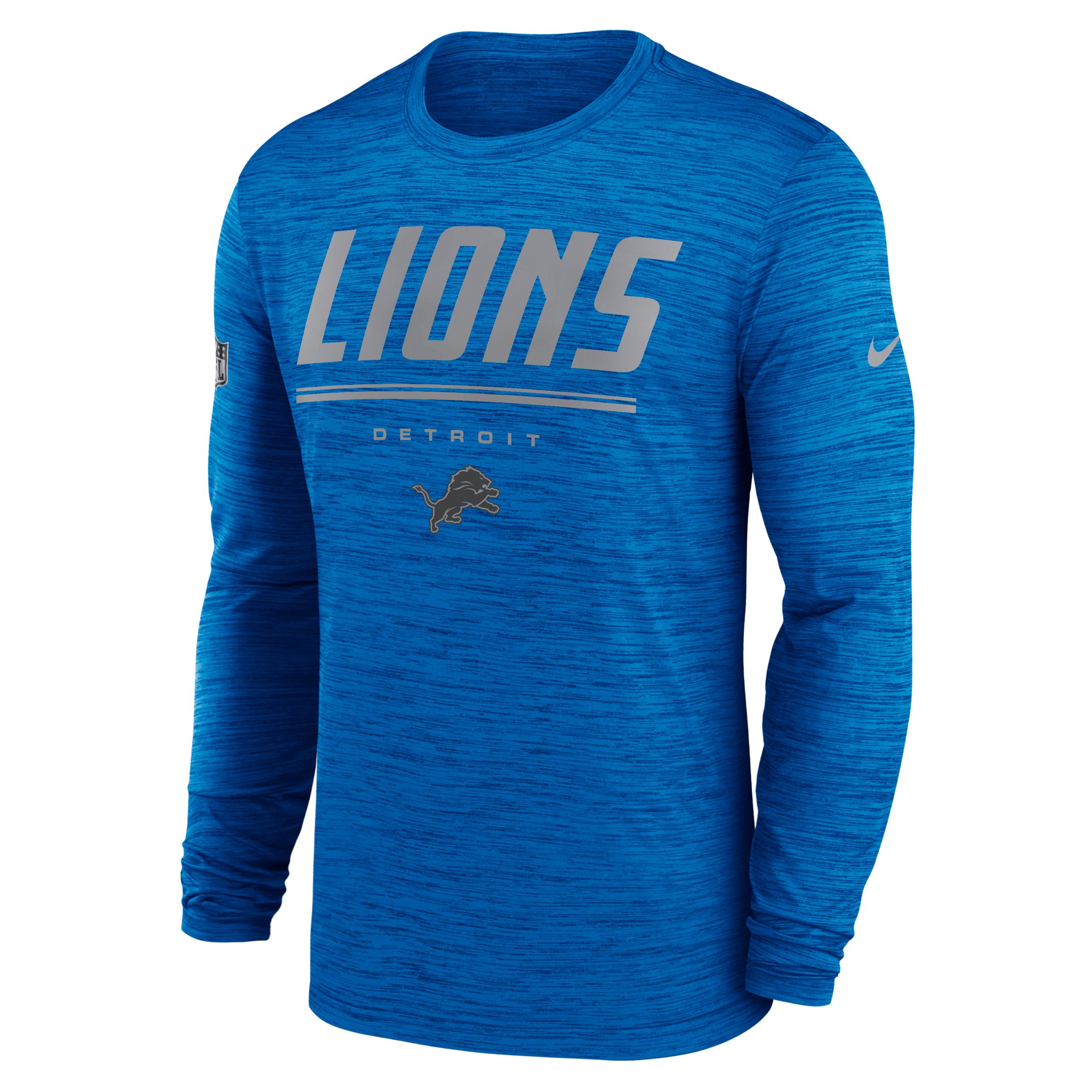 Detroit Lions Sideline Team Issue Velocity Nike Men's Dri-FIT NFL Long-Sleeve T-Shirt by NIKE