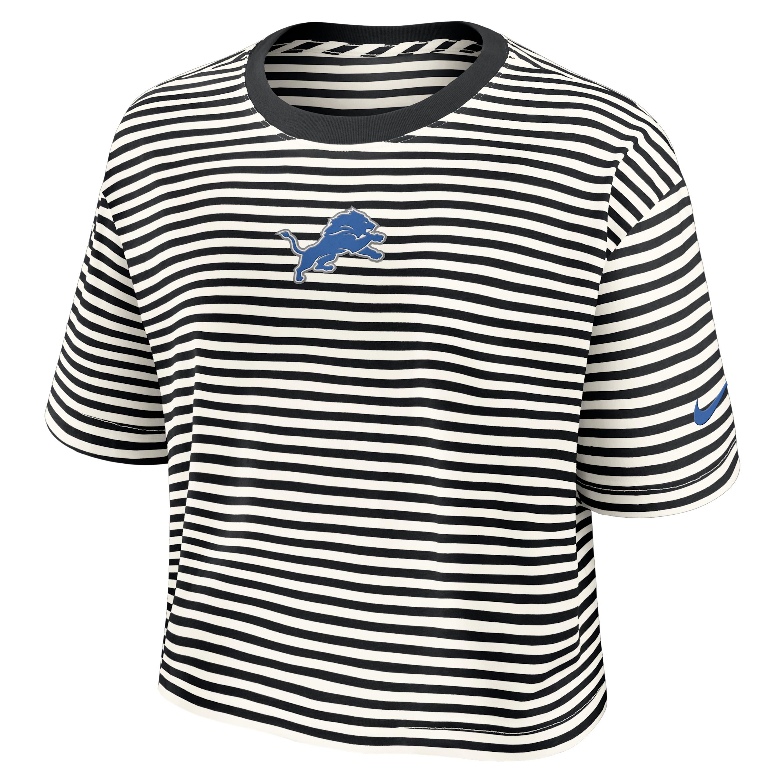 Detroit Lions Striped Nike Women's MLB Cropped T-Shirt by NIKE
