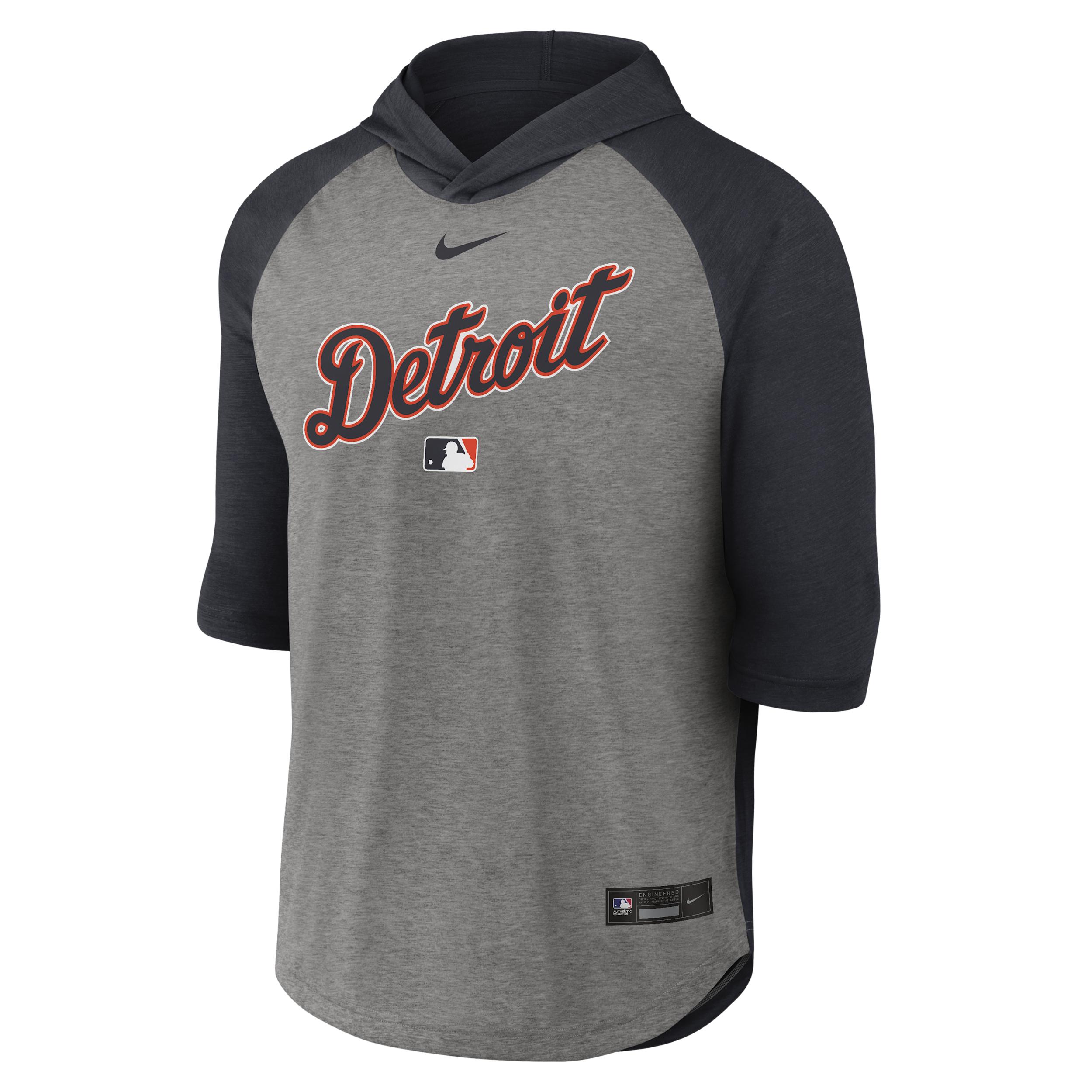 Detroit Tigers Authentic Collection Flux Nike Men's Dri-FIT MLB 3/4-Sleeve Hooded T-Shirt by NIKE