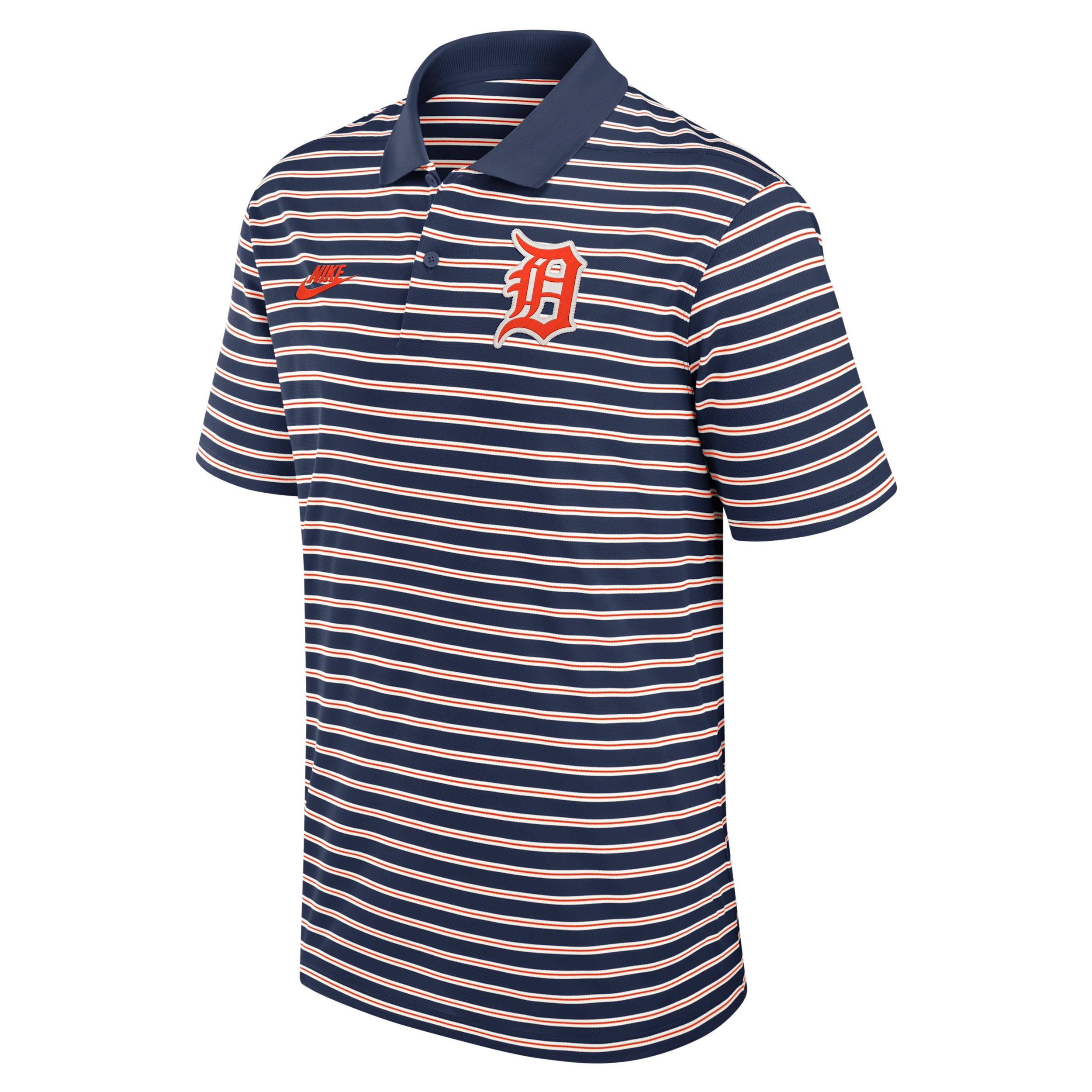 Detroit Tigers Cooperstown Striped Victory Nike Men's Dri-FIT MLB Polo by NIKE
