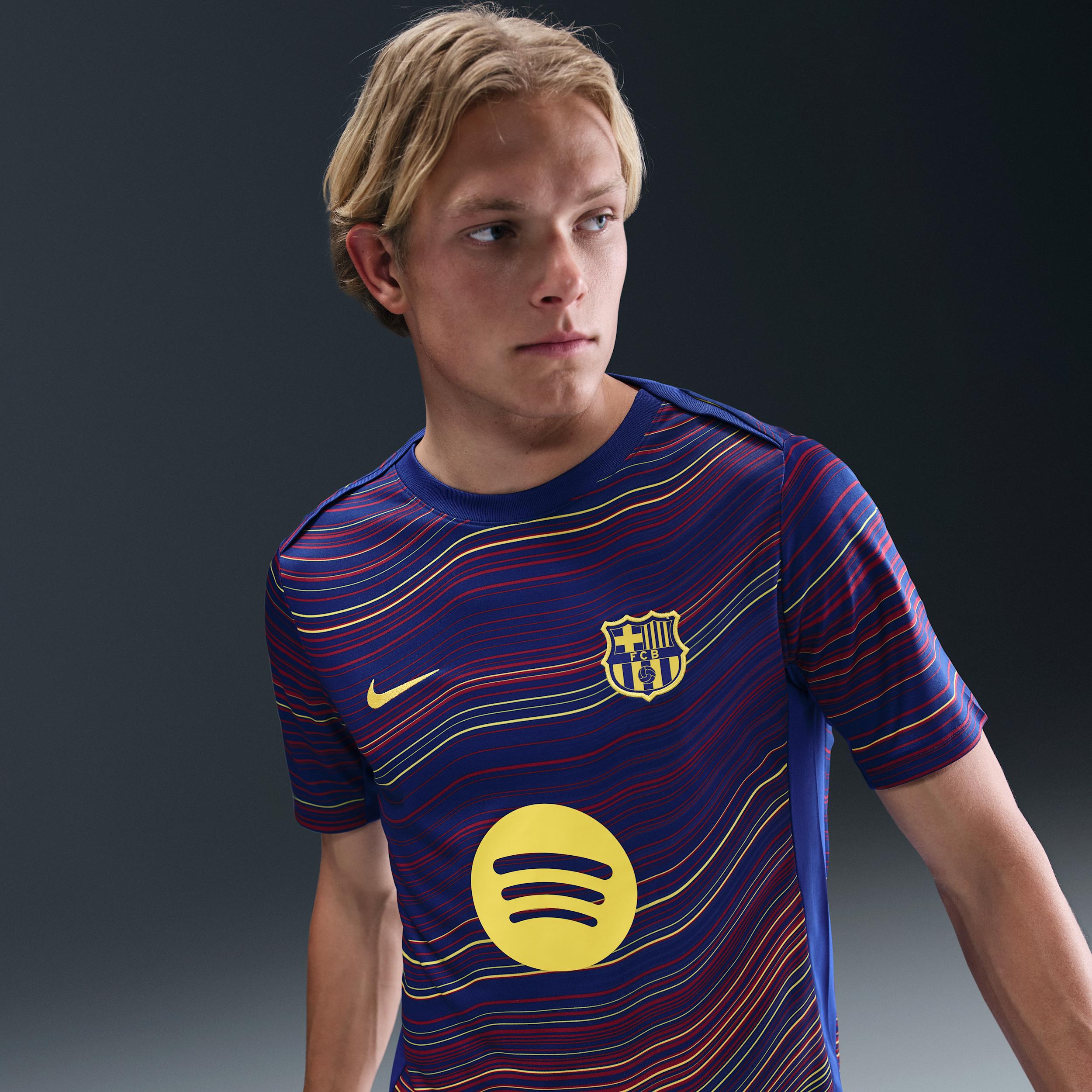 FC Barcelona Academy Pro Home Nike Men's Dri-FIT Soccer Pre-Match Short-Sleeve Top by NIKE