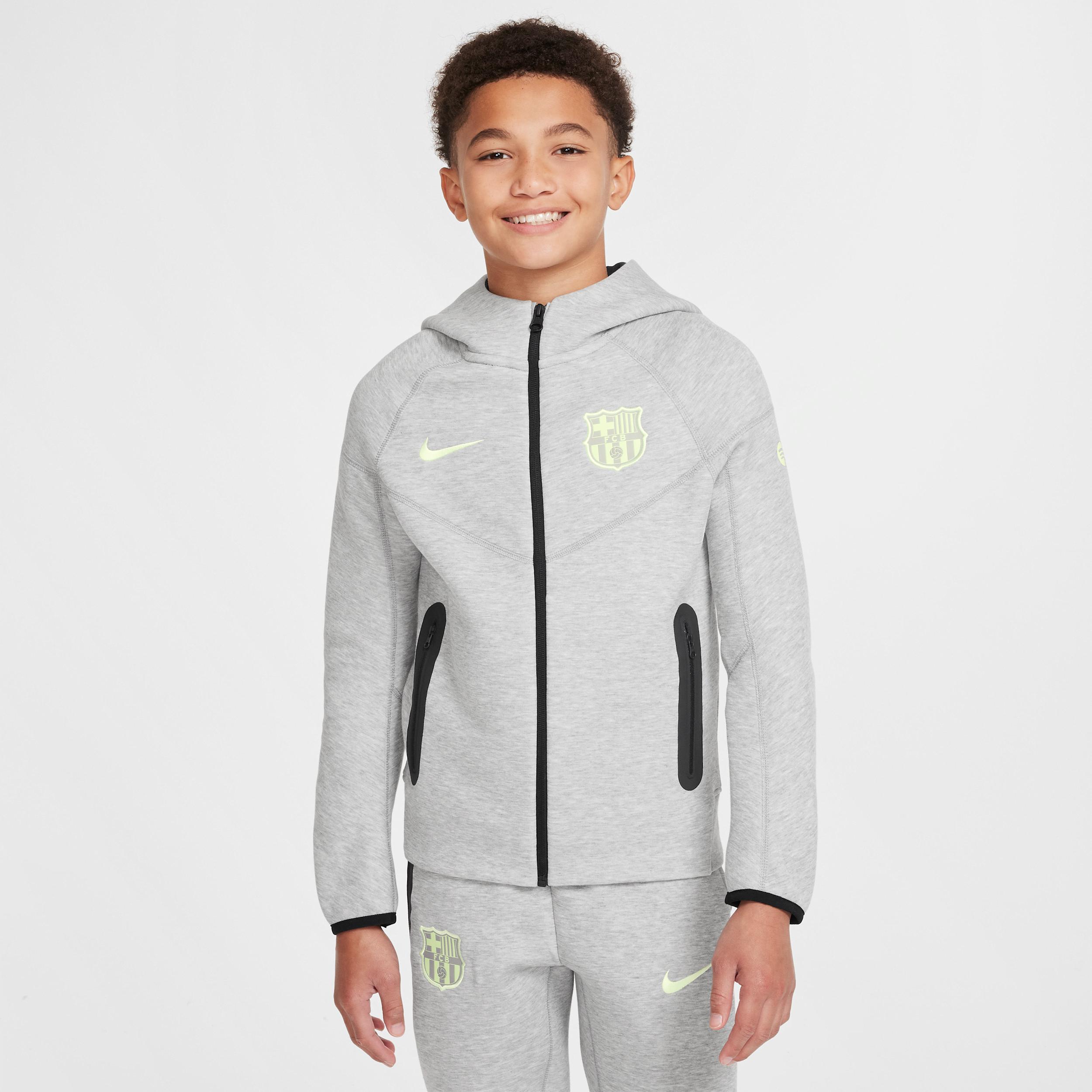 FC Barcelona Tech Fleece Big Kids' (Boys') Nike Soccer Full-Zip Hoodie by NIKE