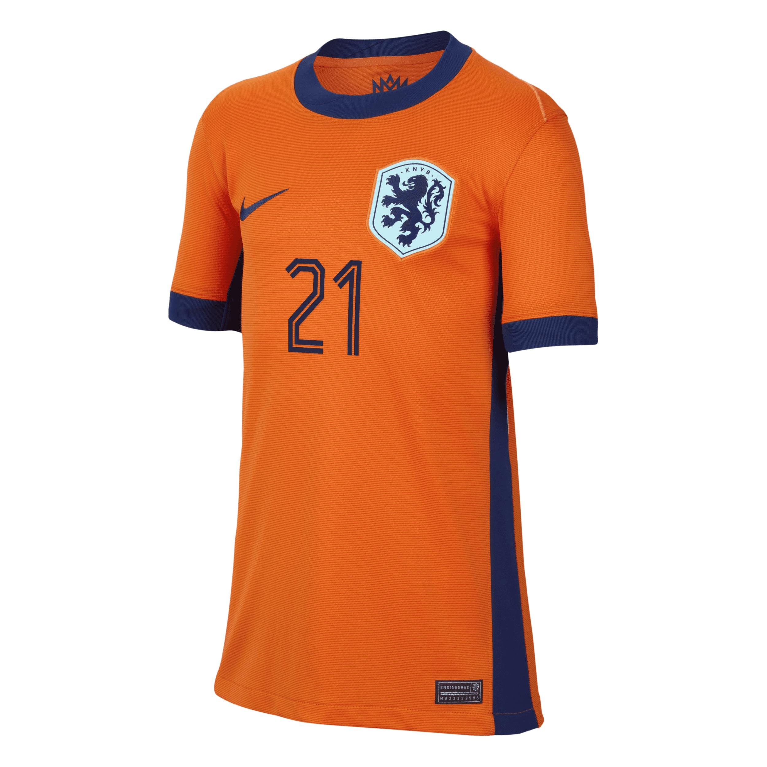 Frenkie de Jong Netherlands National Team 2024 Stadium Home Big Kids' Nike Dri-FIT Soccer Jersey by NIKE