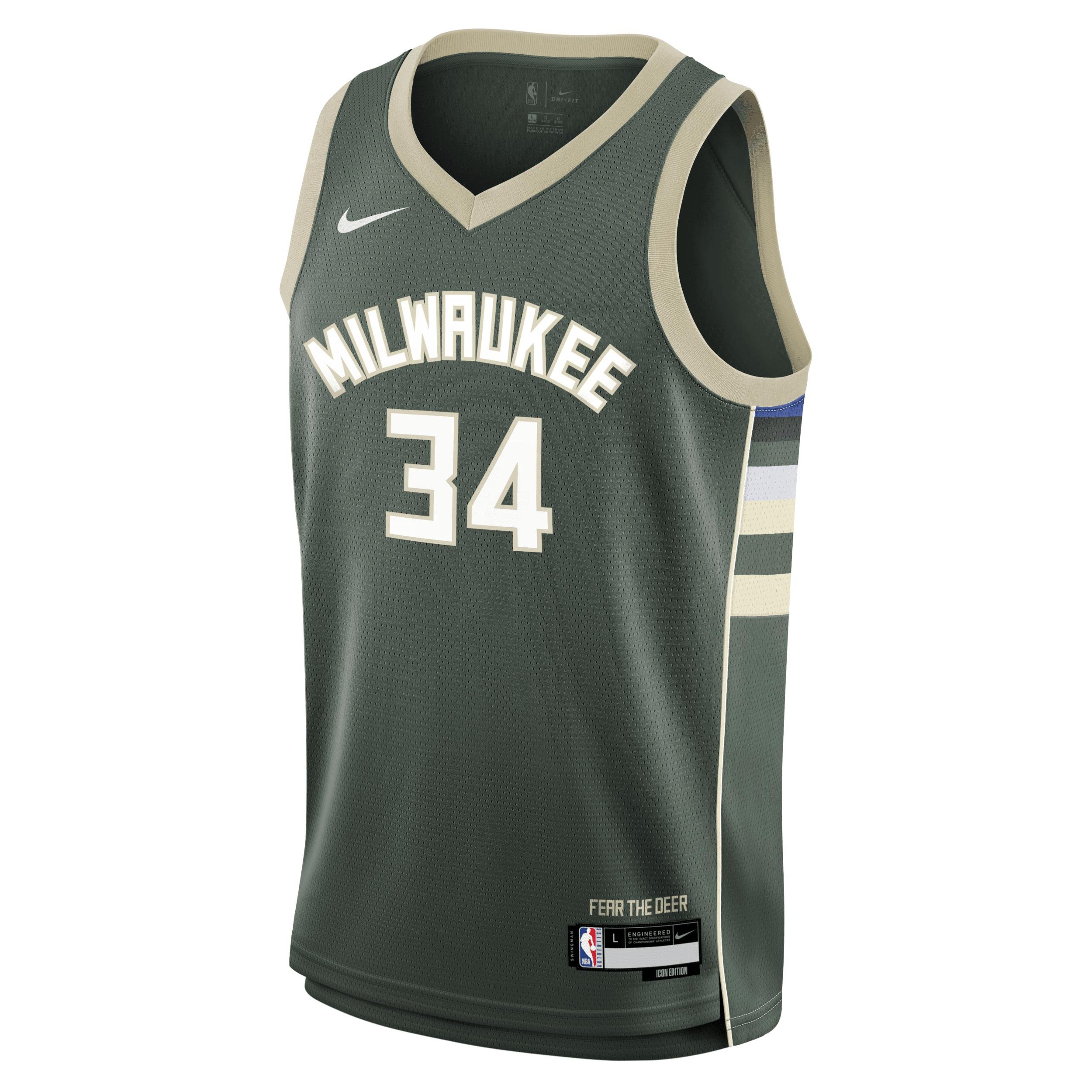Giannis Antetokounmpo Milwaukee Bucks 2023/24 Icon Edition Big Kids' Nike NBA Swingman Jersey by NIKE