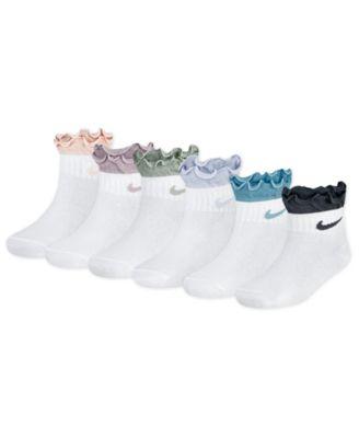Girls' 4-7 Ruffle Detail Ankle Socks, 6-Pack Set by NIKE