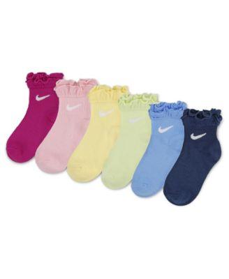 Girls' 4-7 Ruffle Detail Ankle Socks, 6-Pack Set by NIKE