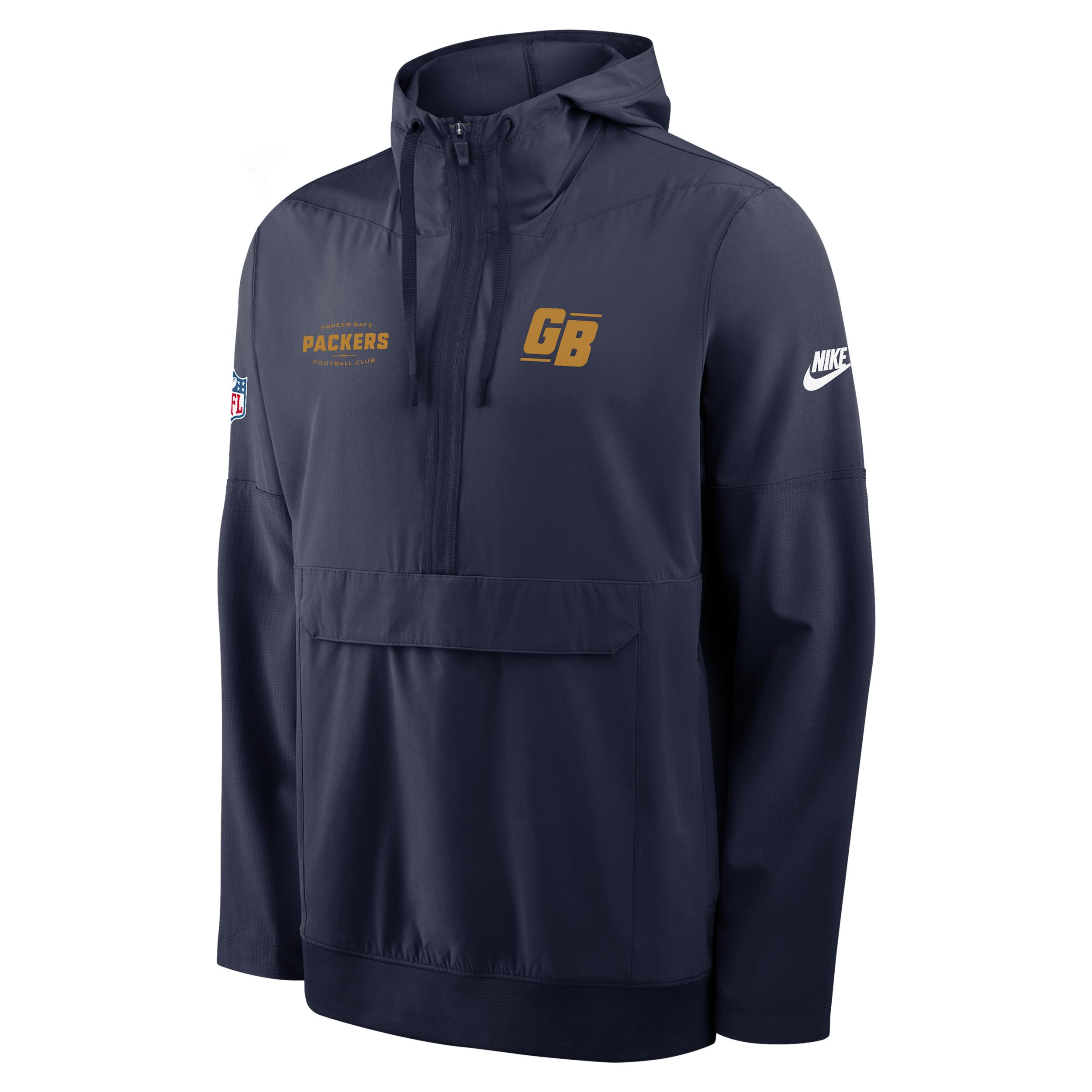 Green Bay Packers Alt Option Route Anorak Nike Men's NFL 1/2-Zip Hooded Jacket by NIKE