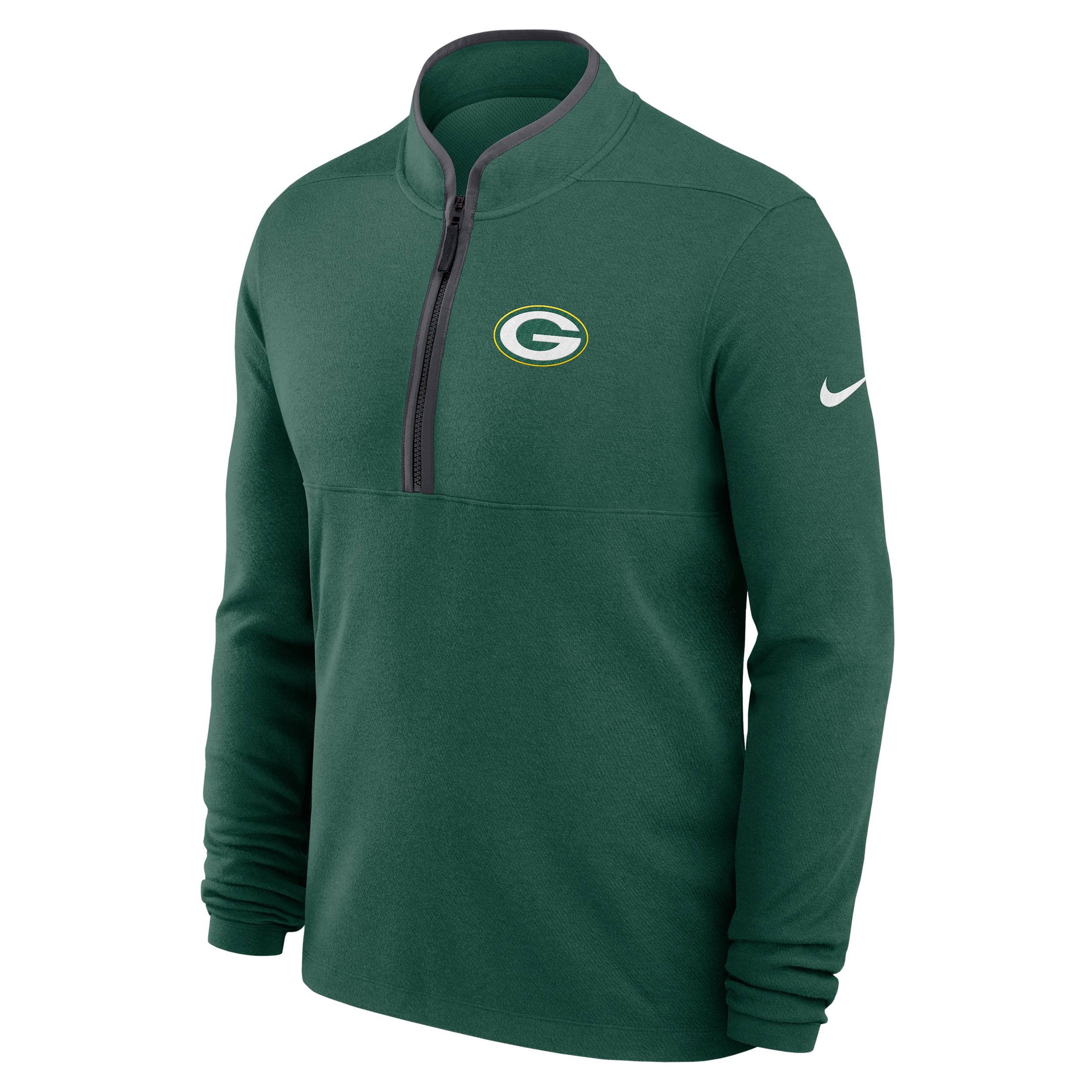 Green Bay Packers Logo Victory Nike Men's Dri-FIT NFL 1/2-Zip Long-Sleeve Top by NIKE