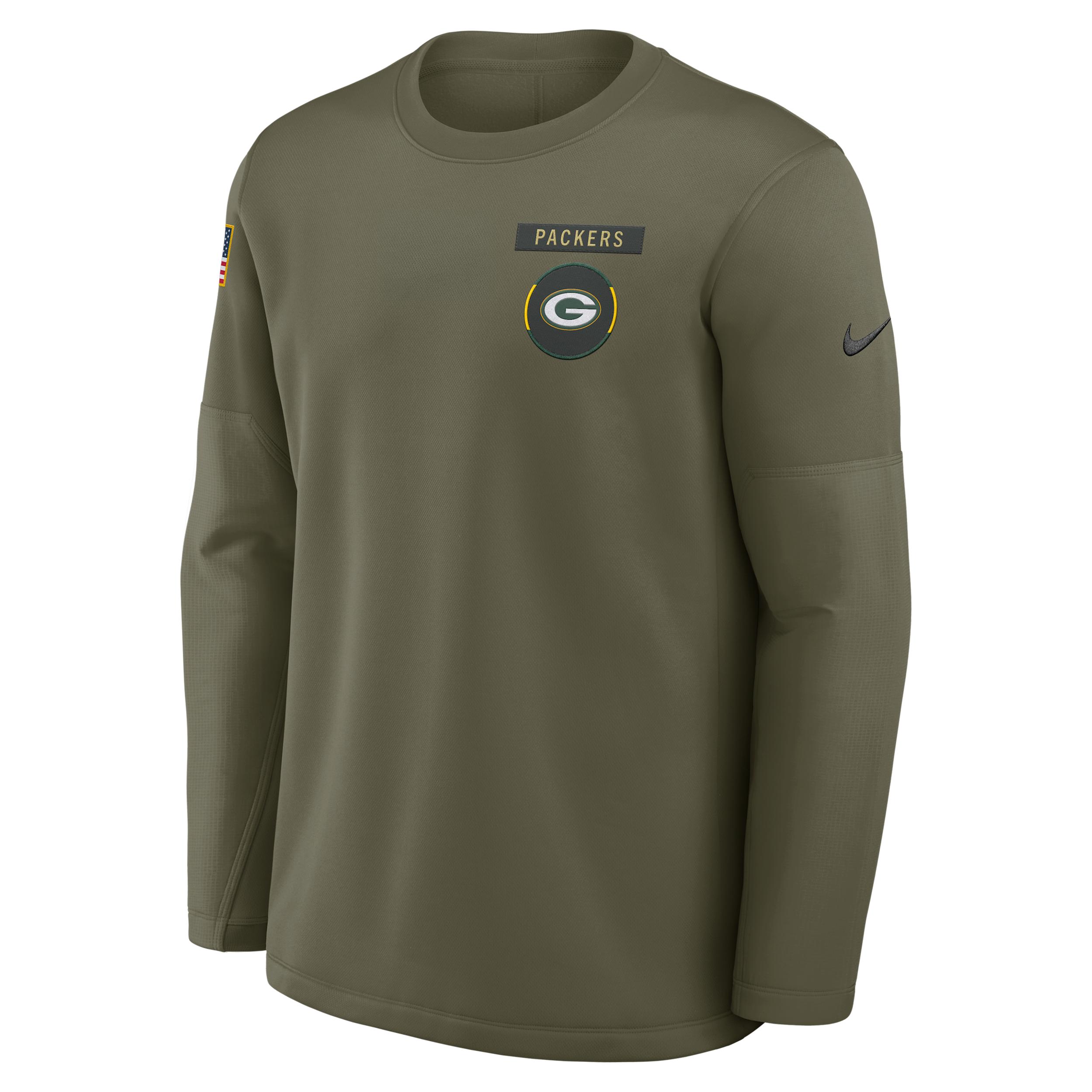 Green Bay Packers Salute to Service Sideline Triumphant Win Coach Nike Men's NFL Pullover Crew by NIKE