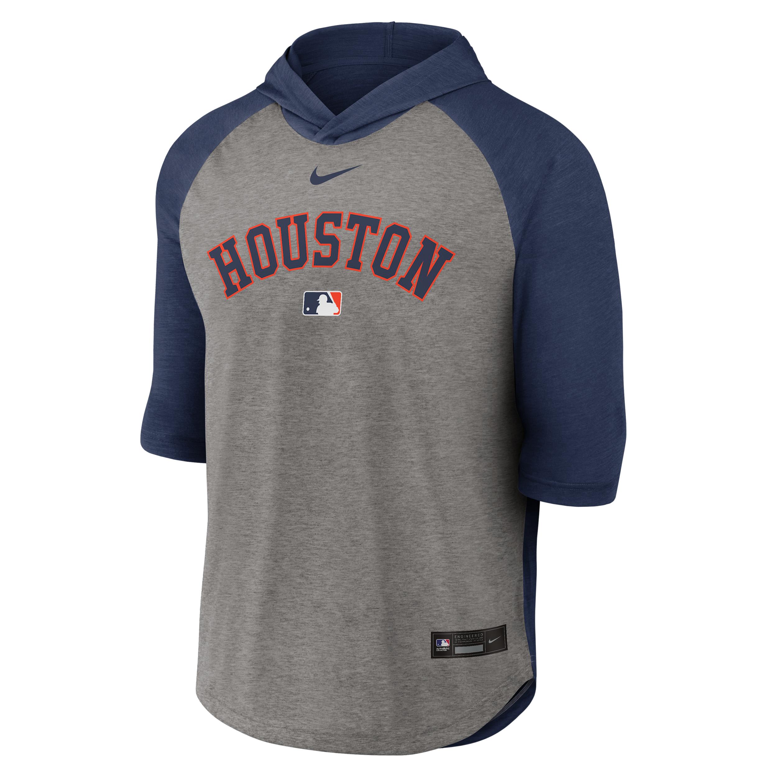 Houston Astros Authentic Collection Flux Nike Men's Dri-FIT MLB 3/4-Sleeve Hooded T-Shirt by NIKE