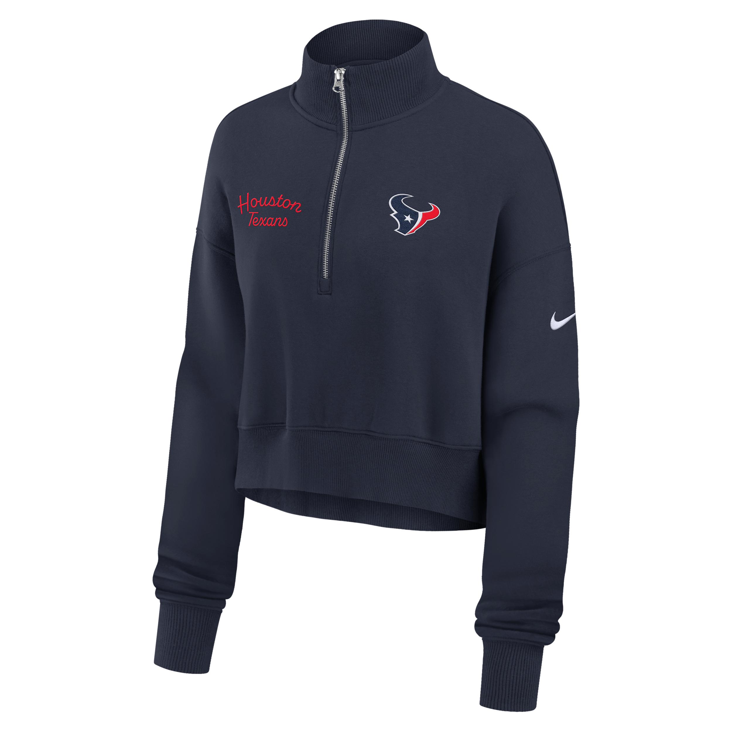 Houston Texans Phoenix Nike Women's NFL Cropped 1/4-Zip Crew by NIKE