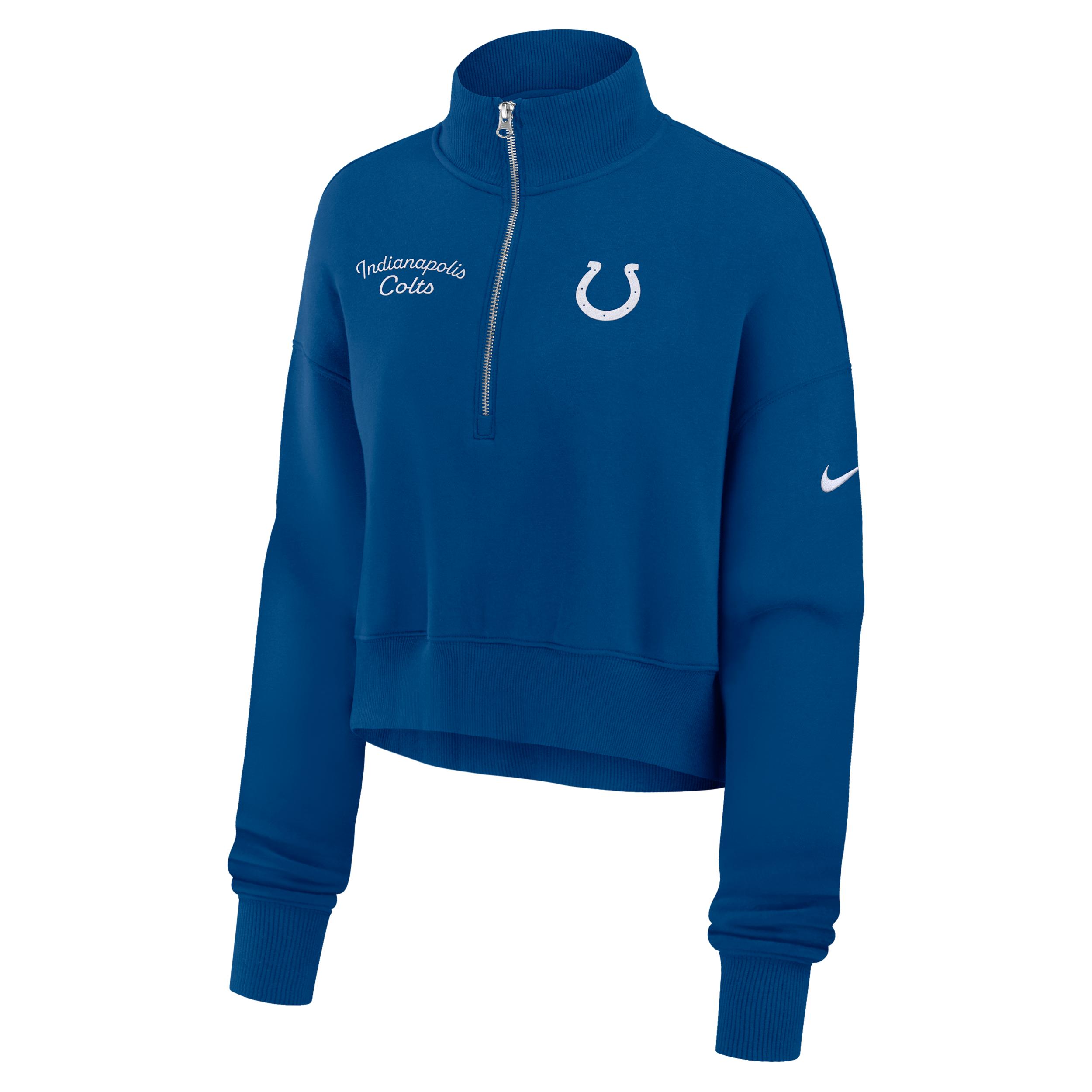 Indianapolis Colts Phoenix Nike Women's NFL Cropped 1/4-Zip Crew by NIKE
