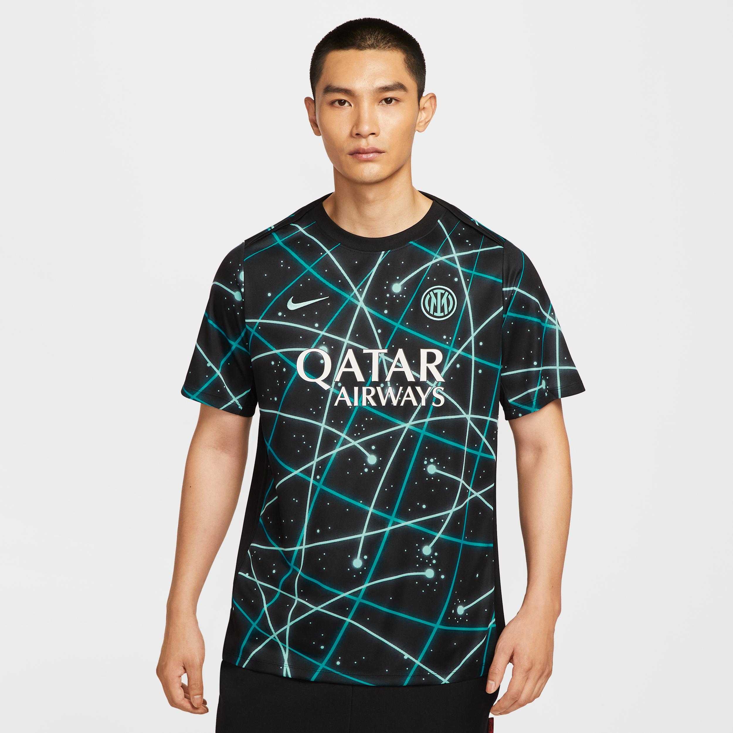 Inter Milan Academy Pro Nike Men's Dri-FIT Soccer Pre-Match Short-Sleeve Top by NIKE Inter Milan Academy Pro Nike Men's Dri-FIT Soccer Pre-Match Short-Sleeve Top by NIKE