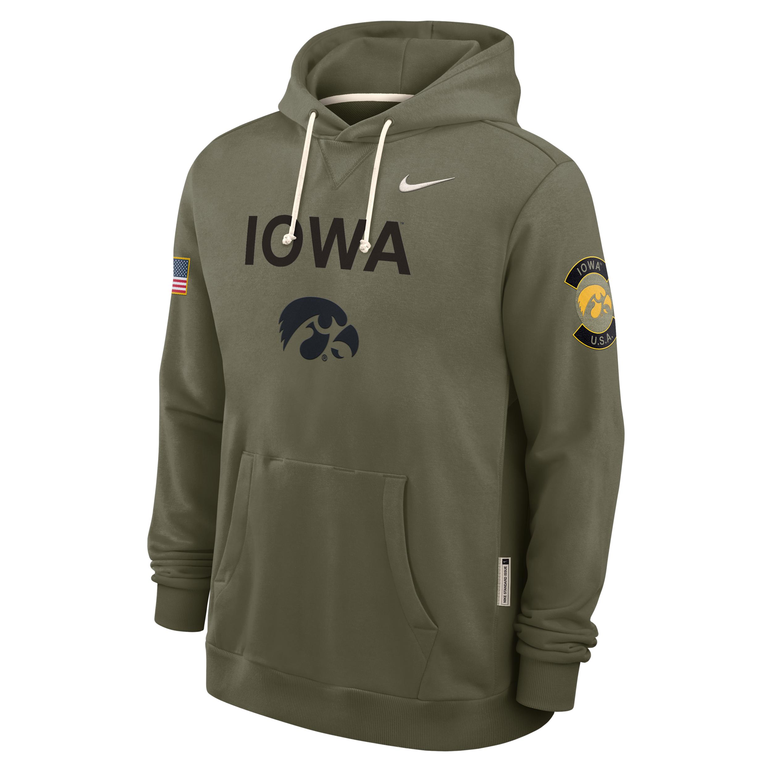 Iowa 2025 Military Appreciation Nike Men's Dri-FIT College Pullover Hoodie by NIKE