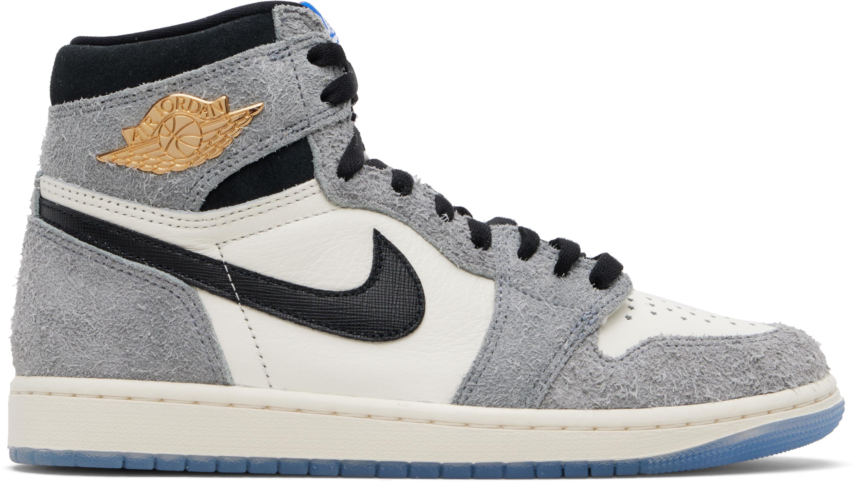 Gray & White Air Jordan 1 Retro High OG Sneakers by NIKE JORDAN