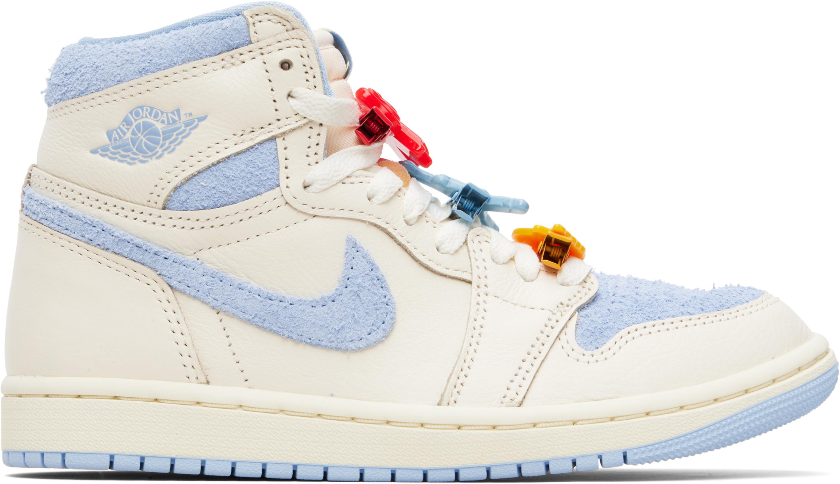 Off-White & Blue Air Jordan 1 OG Sneakers by NIKE JORDAN