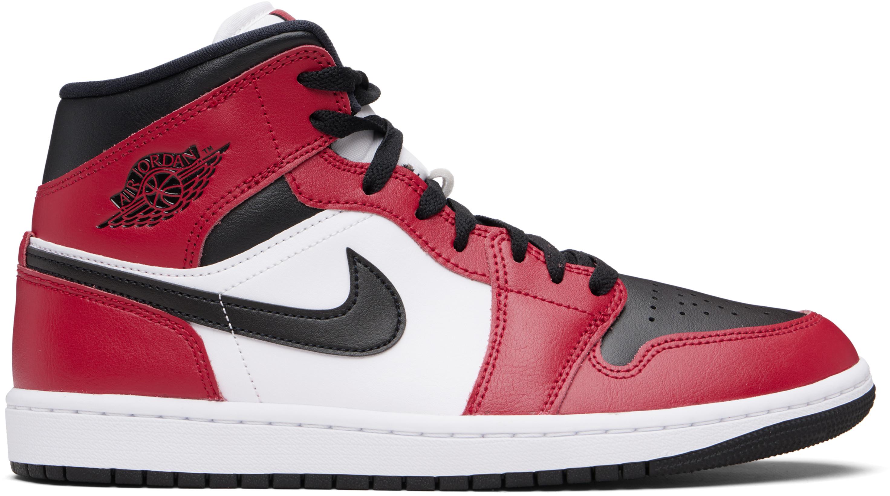 Red & Black Air Jordan 1 Mid Sneakers by NIKE JORDAN