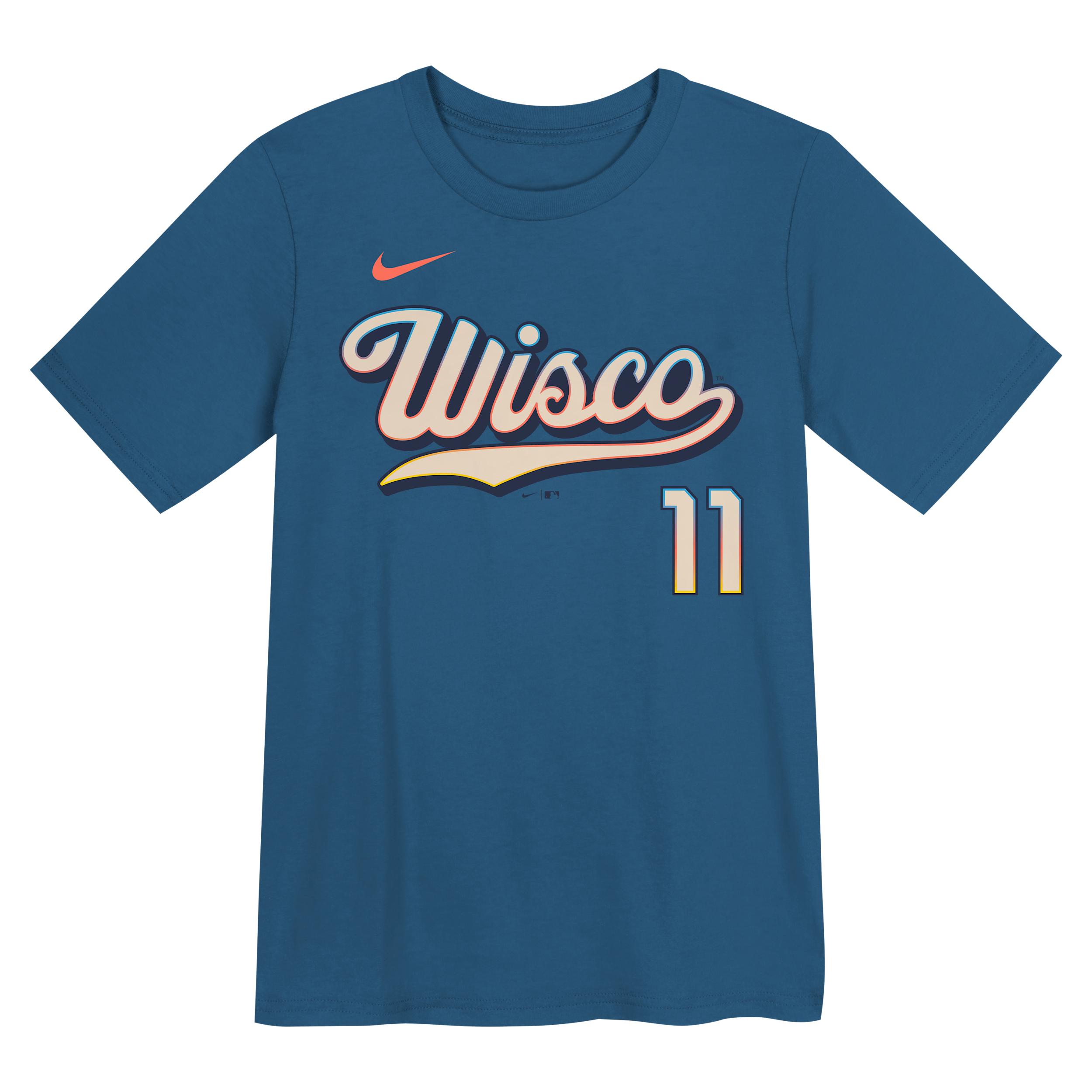 Jackson Chourio Milwaukee Brewers City Connect Little Kids' Nike MLB T-Shirt by NIKE