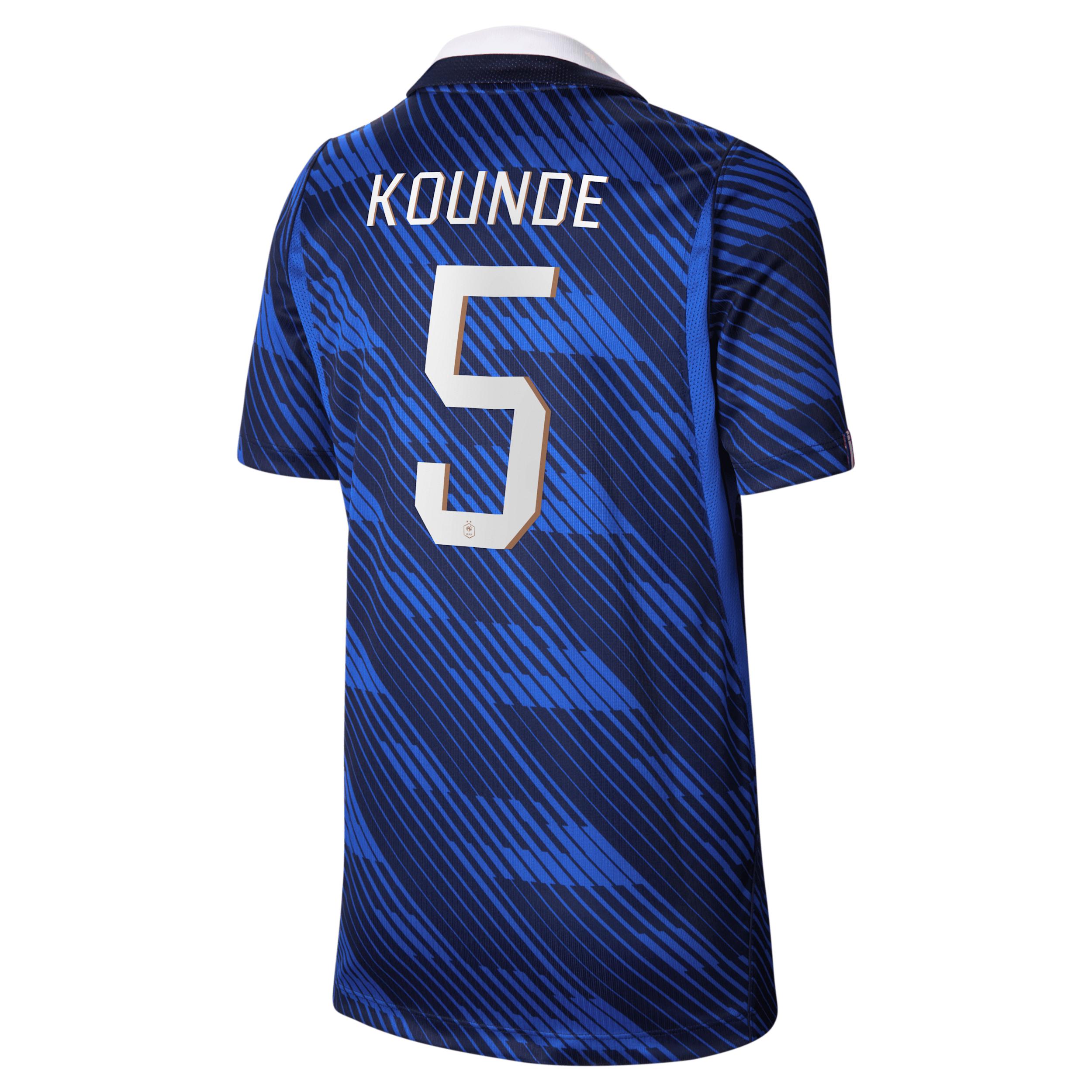 Jules KoundÃ© France National Team 2026 Stadium Home Big Kids' Nike Dri-FIT Soccer Jersey by NIKE