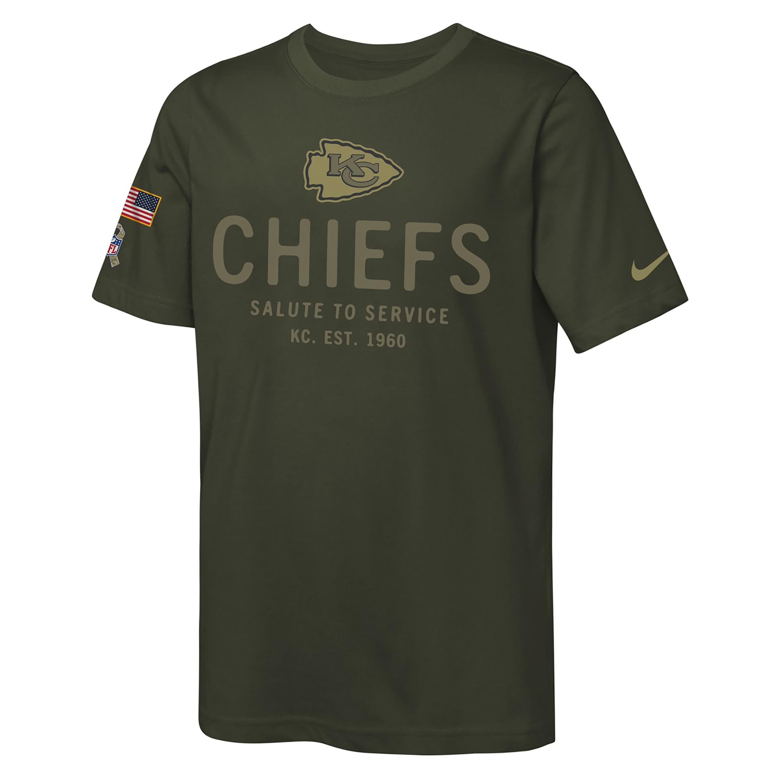 Kansas City Chiefs Salute to Service Sideline Big Kidsâ Nike Dri-FIT NFL T-Shirt by NIKE