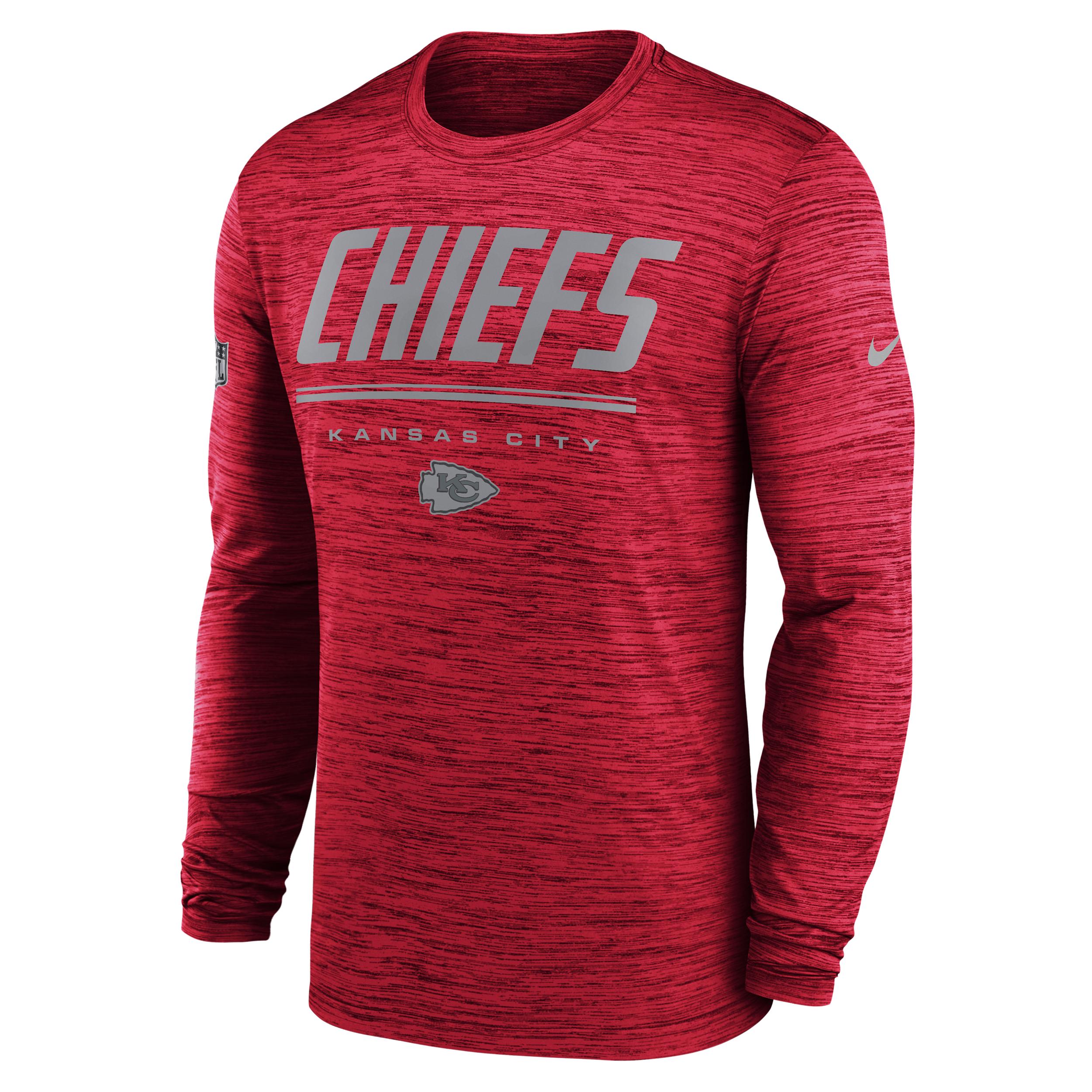 Kansas City Chiefs Sideline Team Issue Velocity Nike Men's Dri-FIT NFL Long-Sleeve T-Shirt by NIKE
