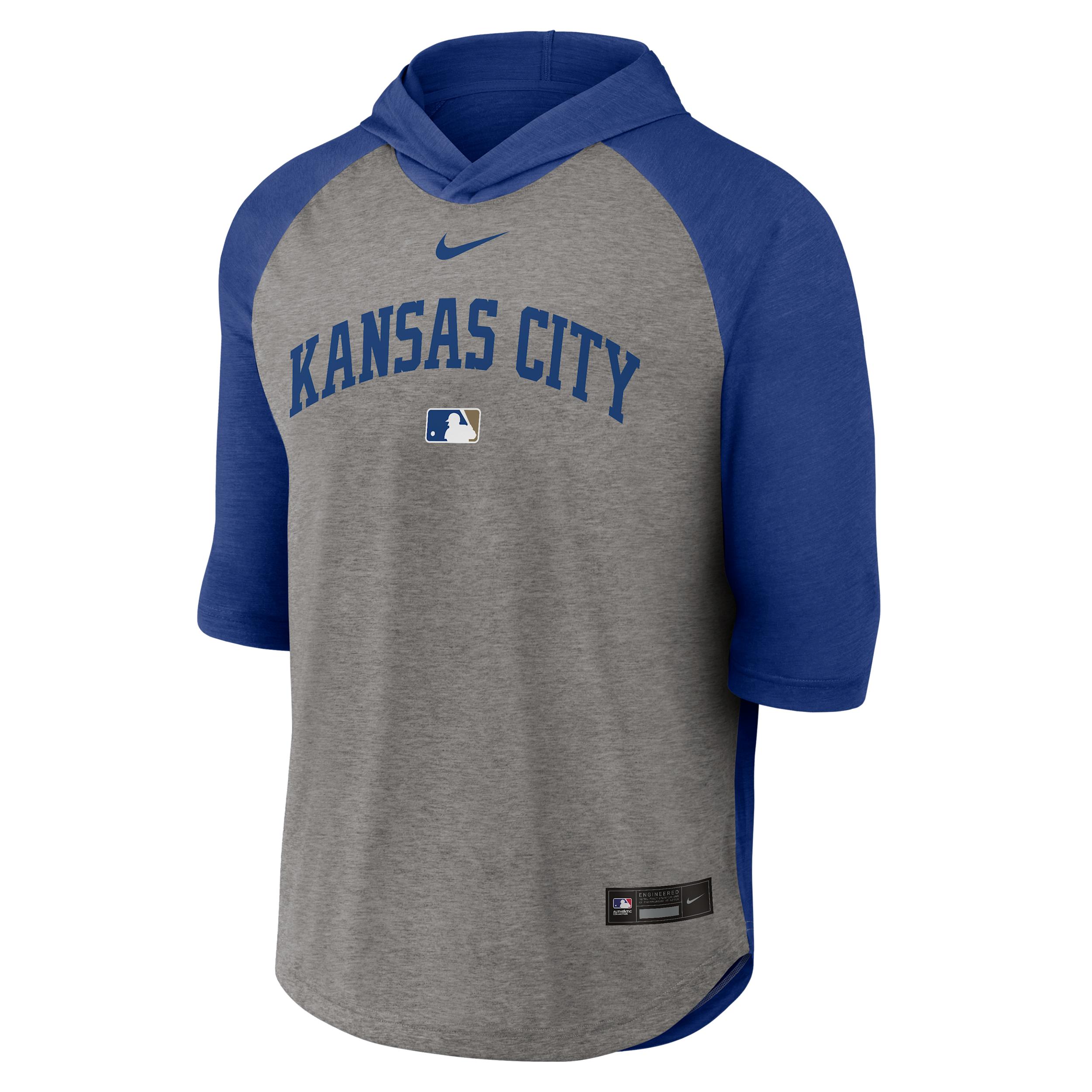 Kansas City Royals Authentic Collection Flux Nike Men's Dri-FIT MLB 3/4-Sleeve Hooded T-Shirt by NIKE