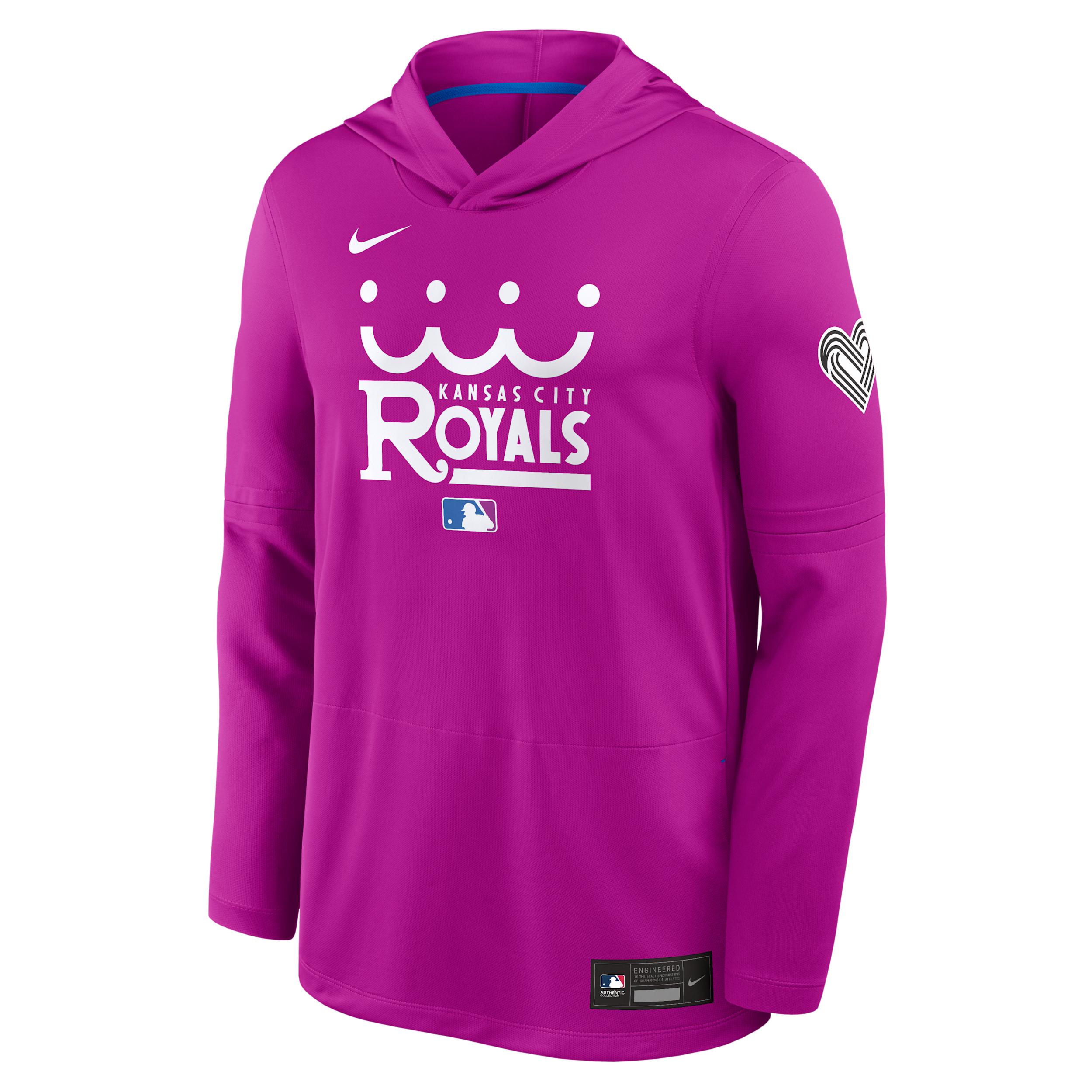 Kansas City Royals City Connect Nike Men's Dri-FIT MLB Long-Sleeve Hooded Top by NIKE