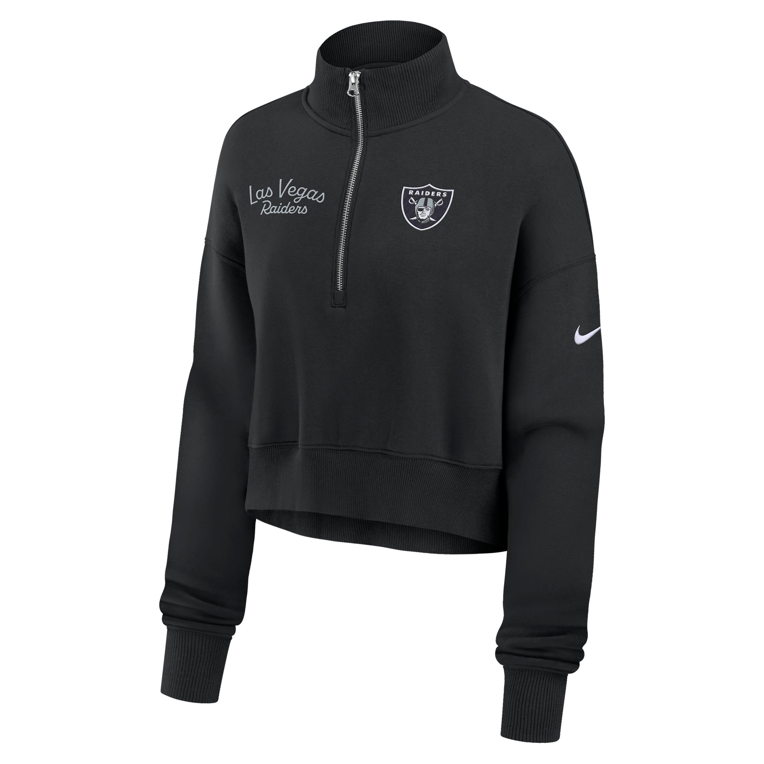 Las Vegas Raiders Phoenix Nike Women's NFL Cropped 1/4-Zip Crew by NIKE