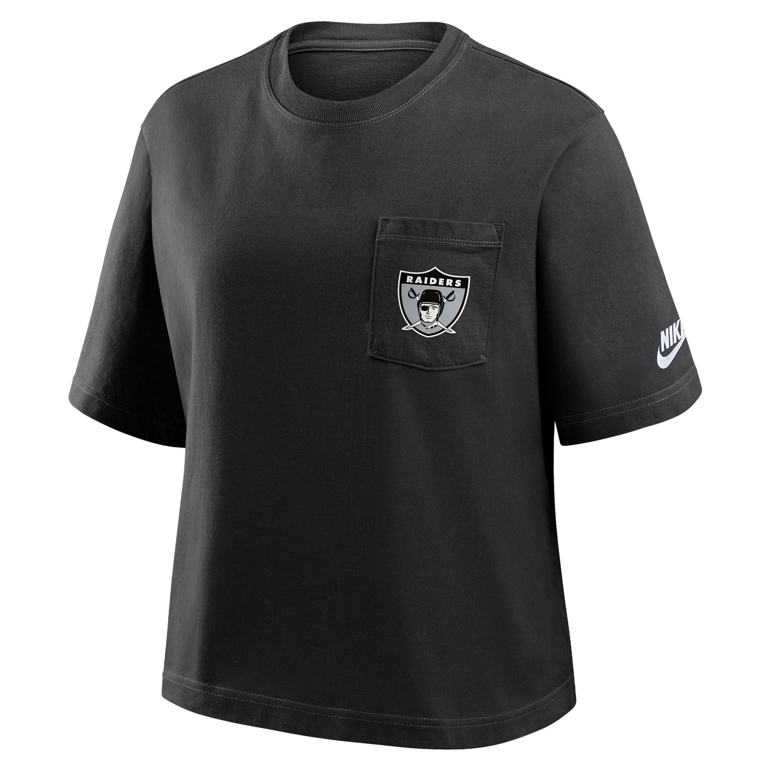 Las Vegas Raiders Rewind Pocket Boxy Nike Women's NFL T-Shirt by NIKE Las Vegas Raiders Rewind Pocket Boxy Nike Women's NFL T-Shirt by NIKE