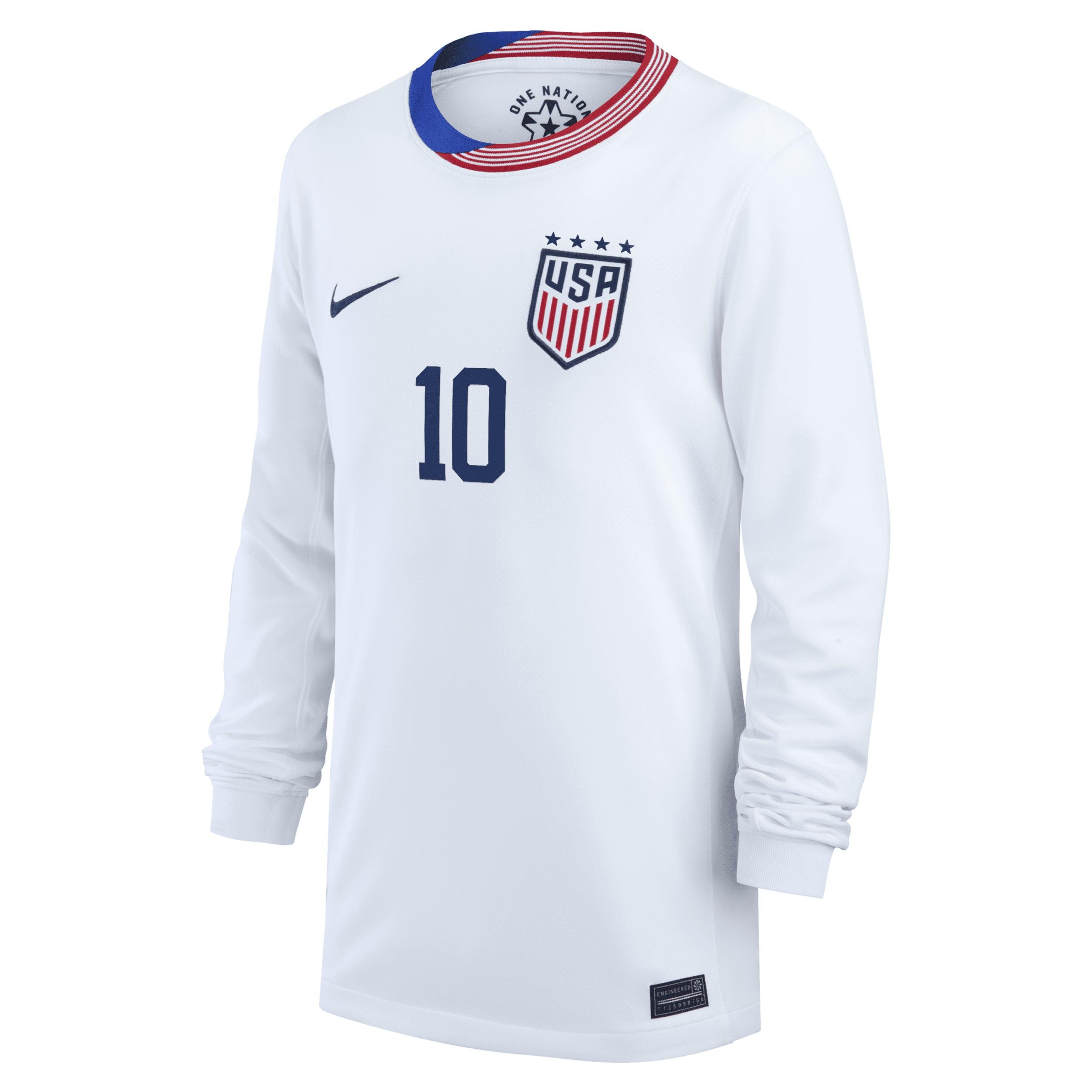 Lindsey Horan USWNT 2024 Stadium Home Big Kids' Nike Dri-FIT Long-Sleeve Soccer Jersey by NIKE