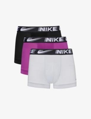 Logo-waistband pack of three recycled polyester-blend trunks by NIKE