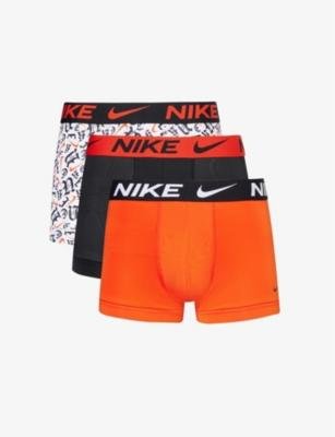 Logo-waistband pack of three recycled polyester-blend trunks by NIKE