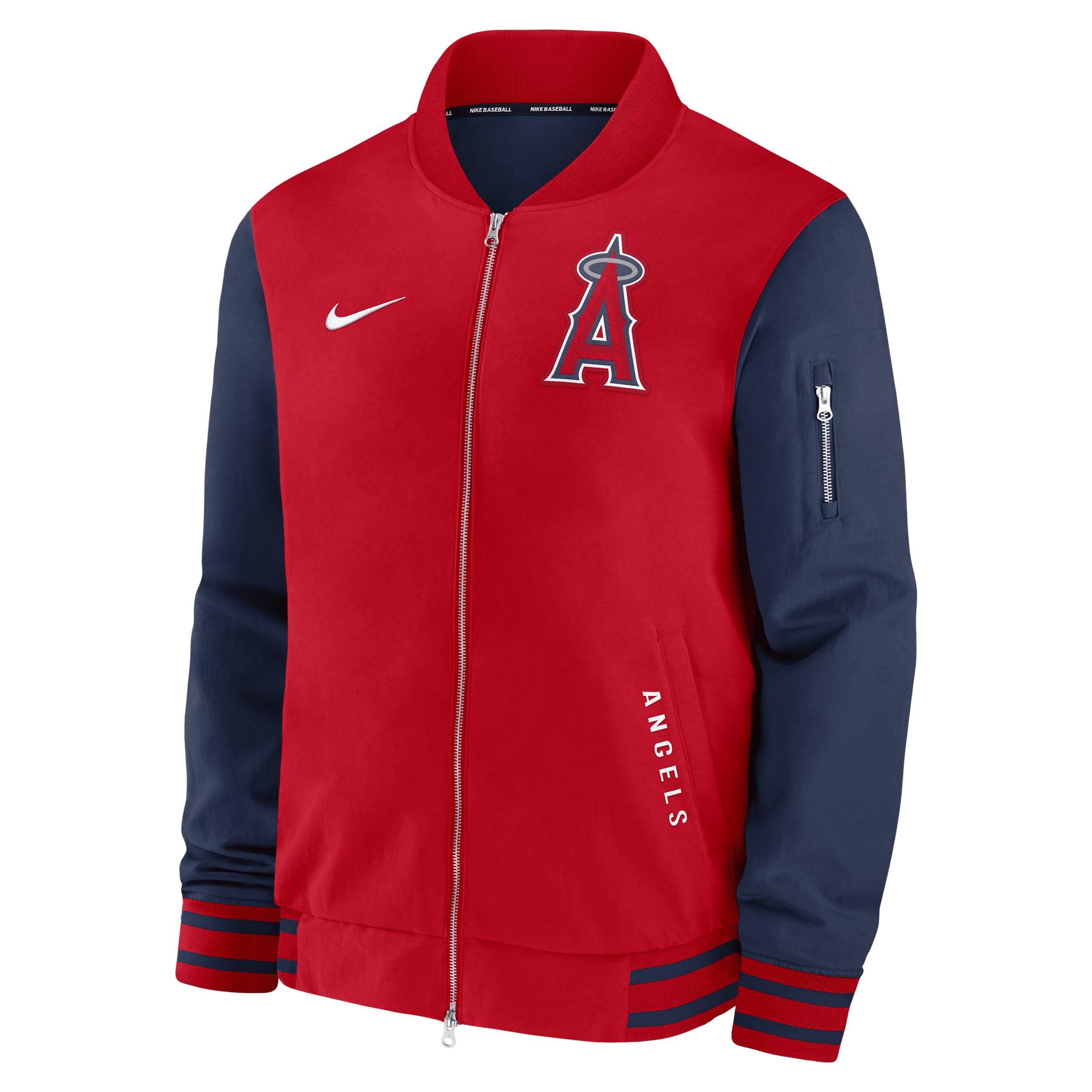 Los Angeles Angels Authentic Collection Dugout Nike Men's MLB Full-Zip Bomber Jacket by NIKE