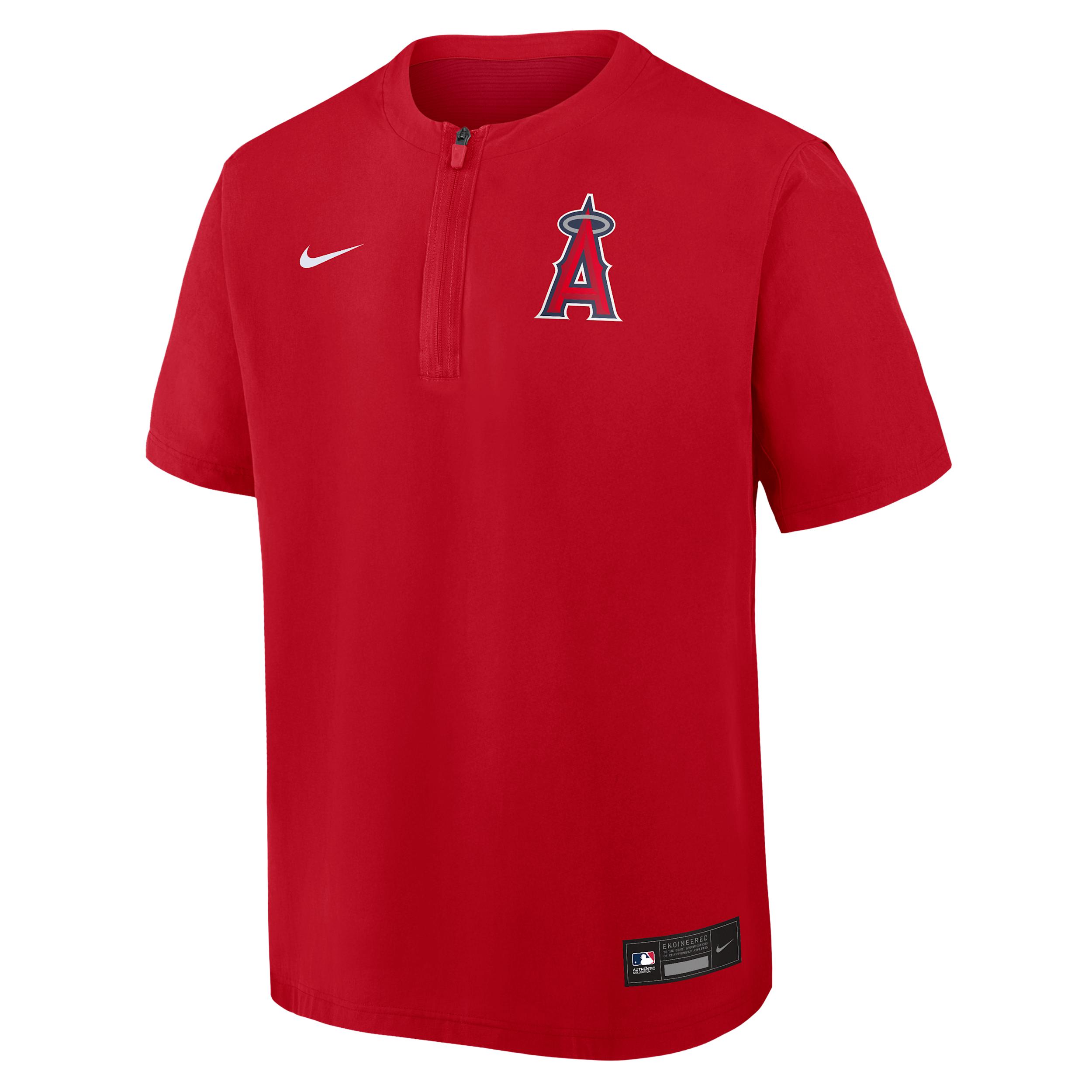 Los Angeles Angels Authentic Collection Nike Men's Dri-FIT MLB 1/4-Zip Short-Sleeve Windshirt by NIKE