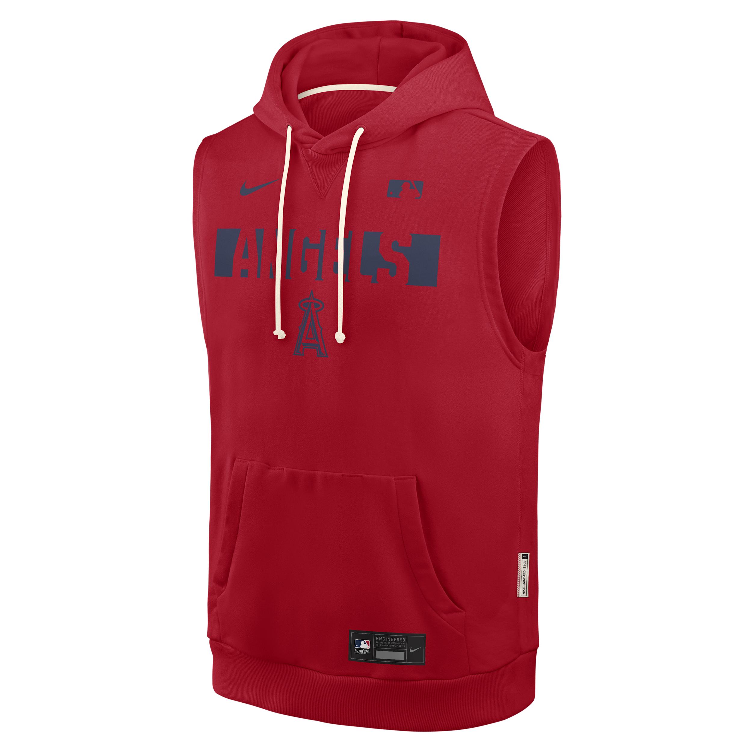 Los Angeles Angels Authentic Collection Standard Issue Nike Men's Dri-FIT MLB Sleeveless Pullover Hoodie by NIKE