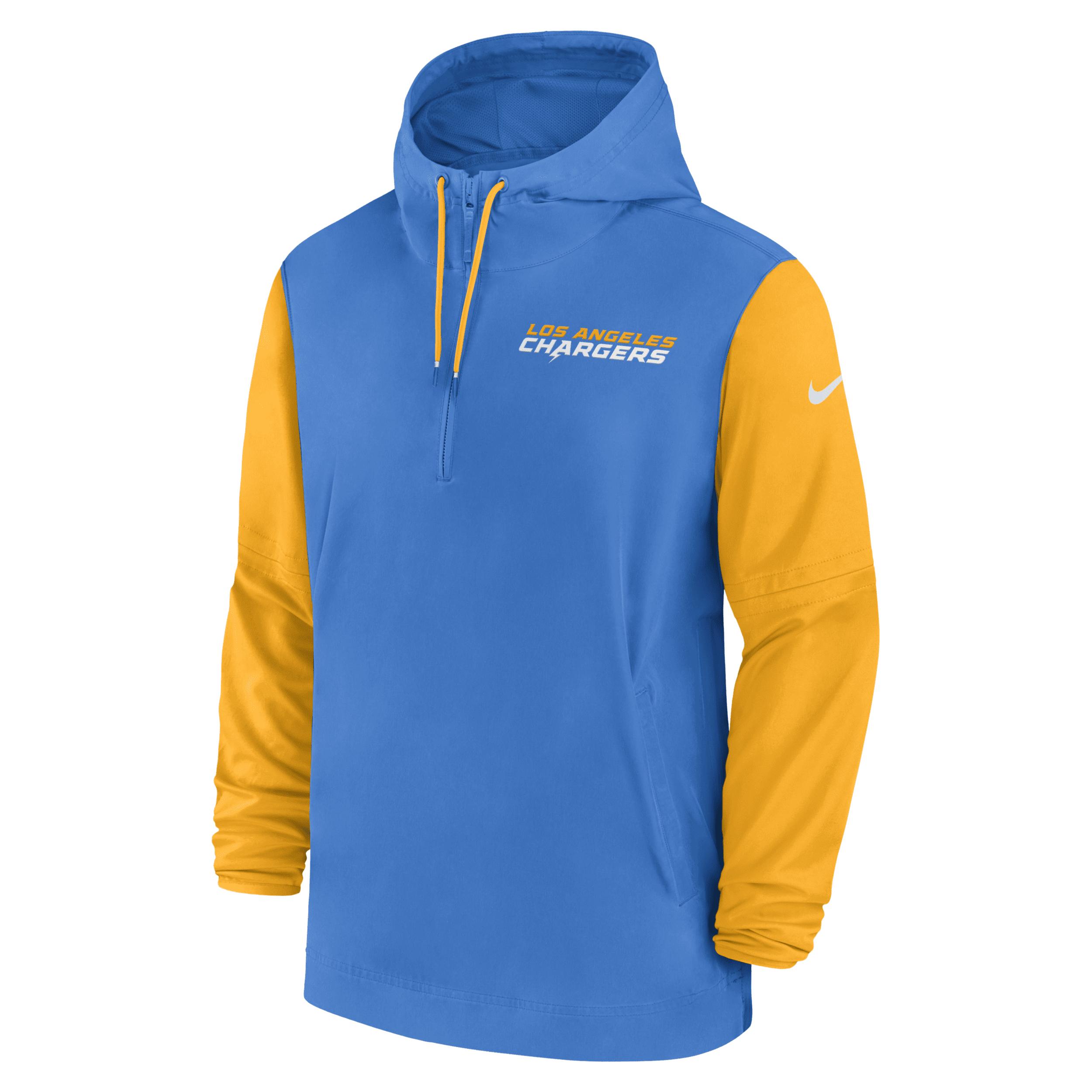 Los Angeles Chargers Sideline Pre-Game Player Nike Men's NFL 1/2-Zip Hooded Jacket by NIKE