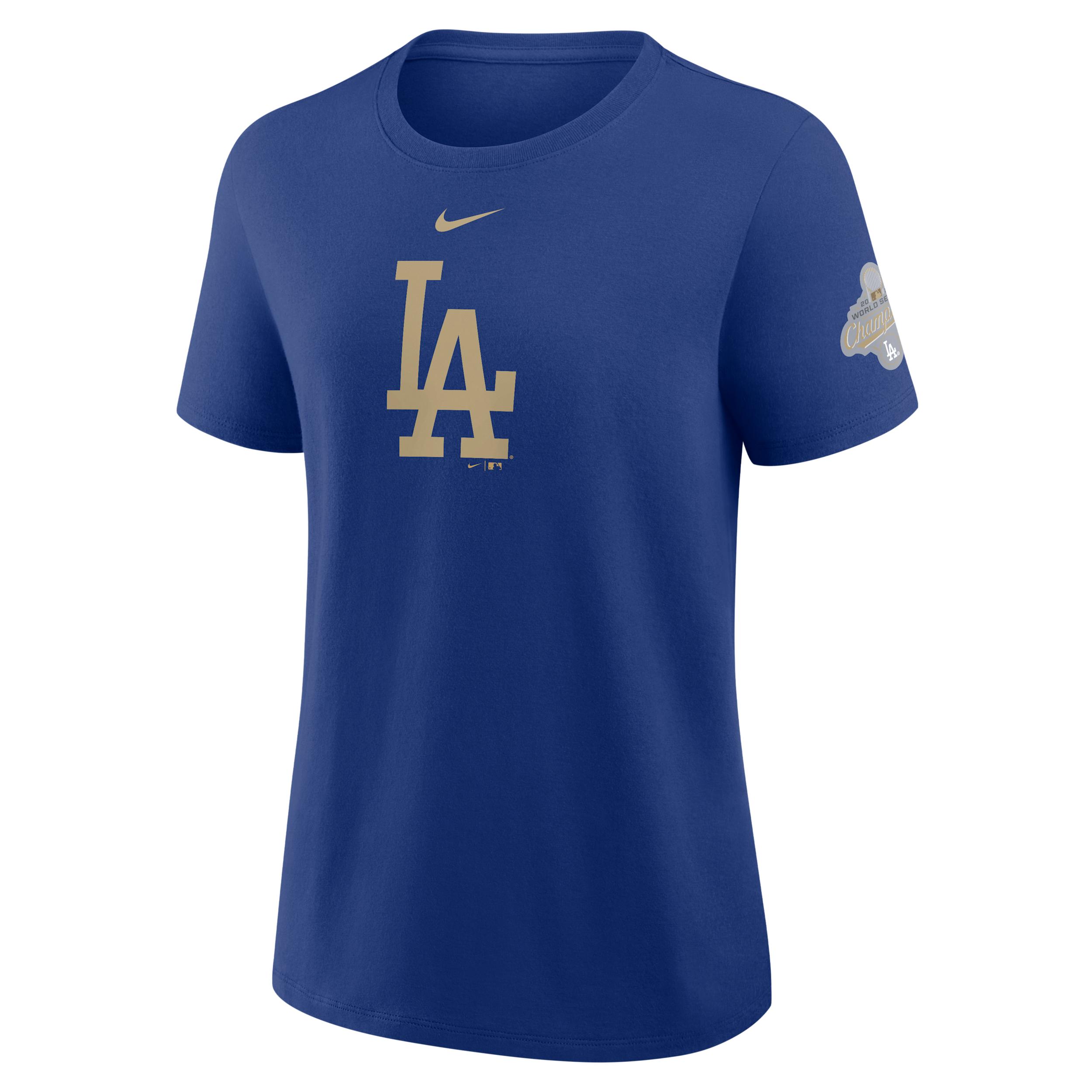 Los Angeles Dodgers 2025 World Series Champion Gold Series Logo Nike Women's MLB T-Shirt by NIKE