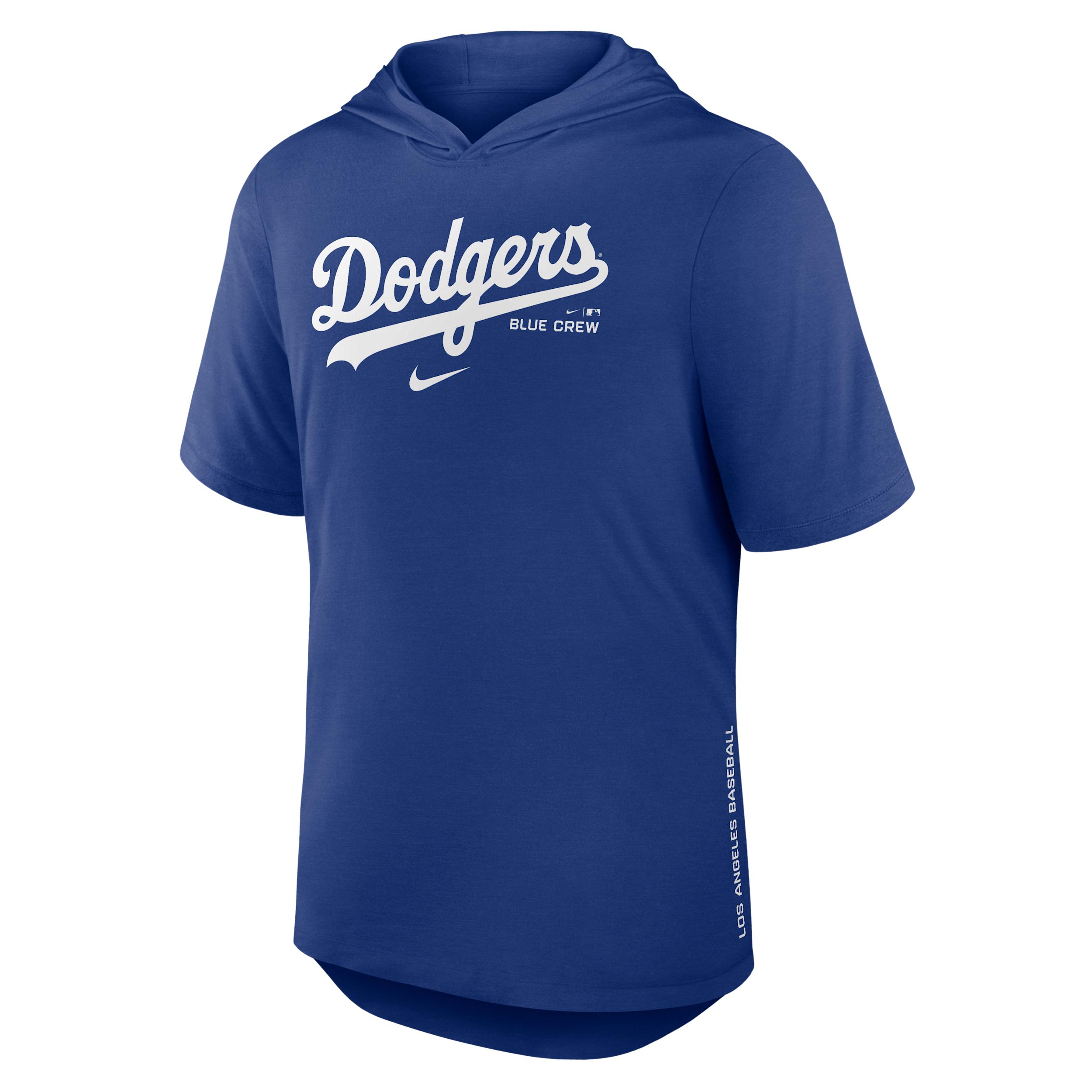 Los Angeles Dodgers Arched Wordmark Nike Men's Dri-FIT MLB Hooded T-Shirt by NIKE