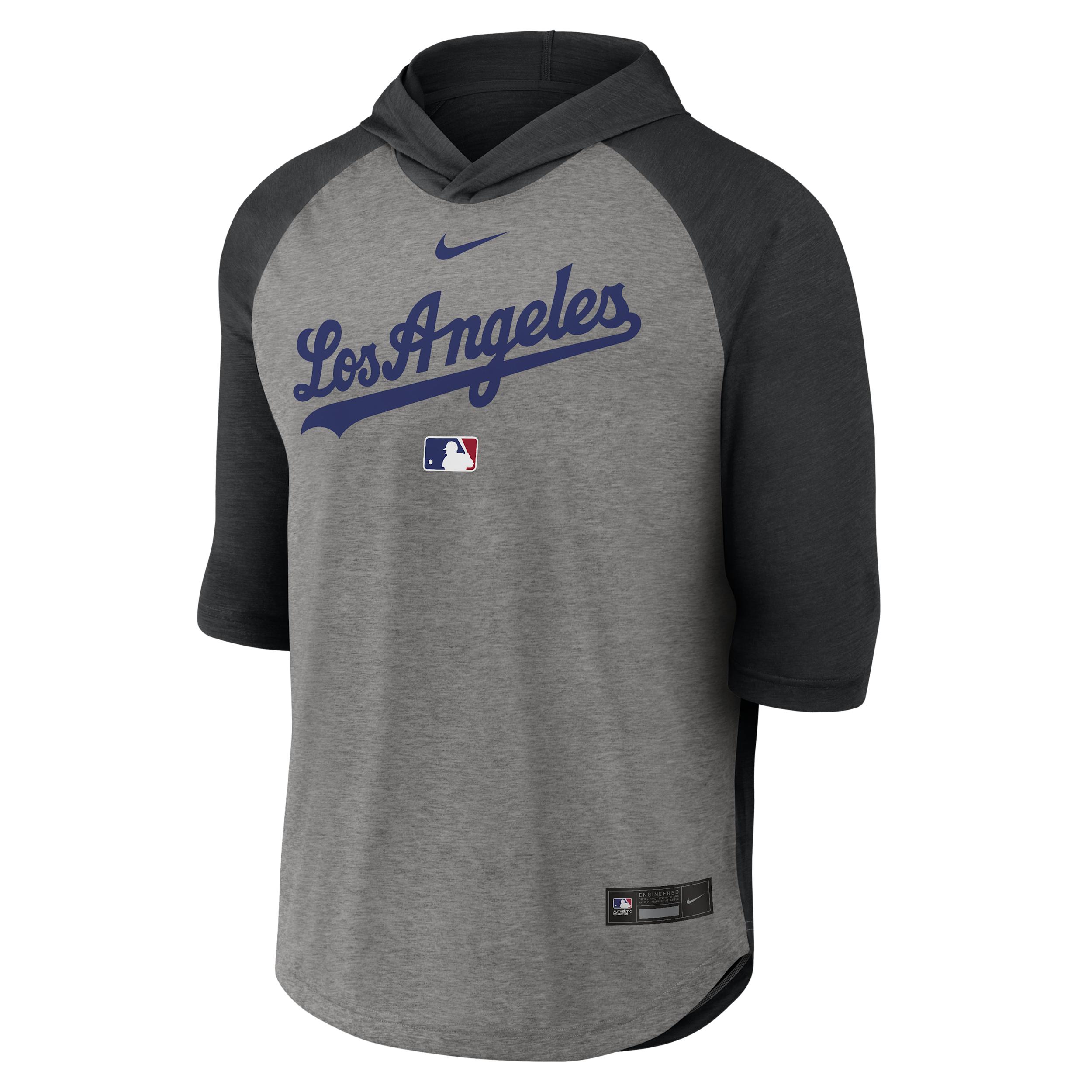 Los Angeles Dodgers Authentic Collection Flux Nike Men's Dri-FIT MLB 3/4-Sleeve Hooded T-Shirt by NIKE