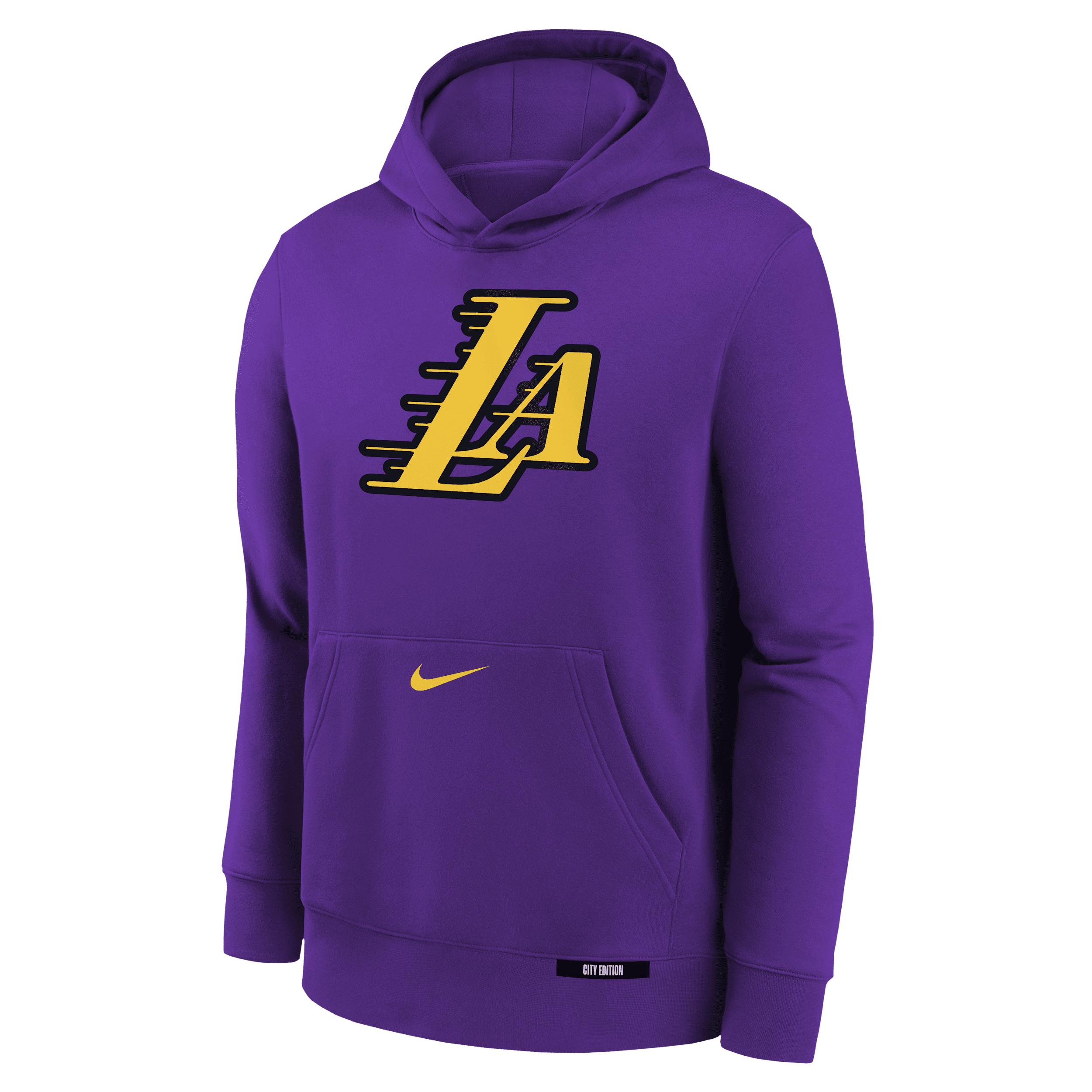 Los Angeles Lakers Club City Edition Big Kids' Nike NBA Pullover Hoodie by NIKE