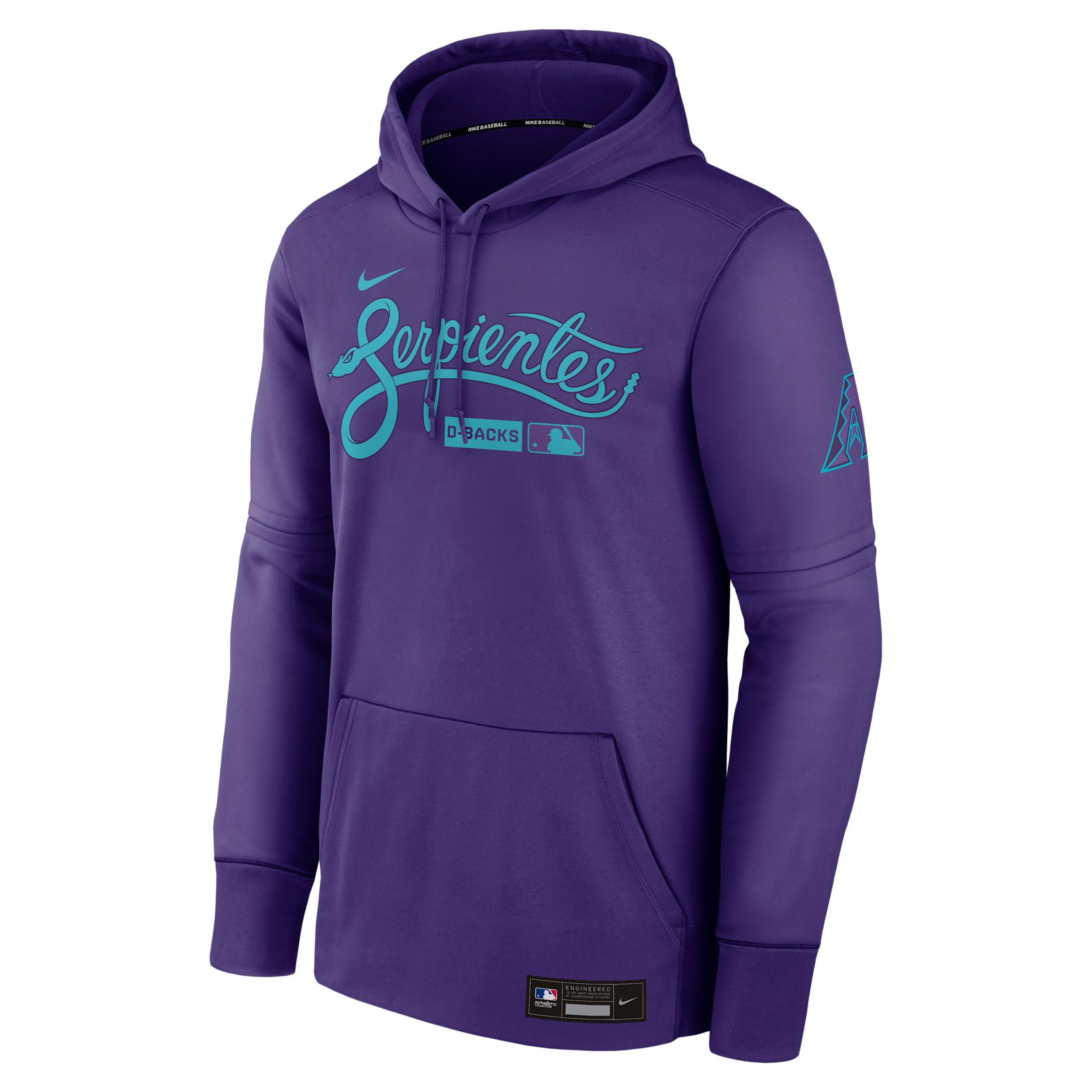 Men's Arizona Diamondbacks Authentic Collection City Connect Nike Therma MLB Pullover Hoodie by NIKE