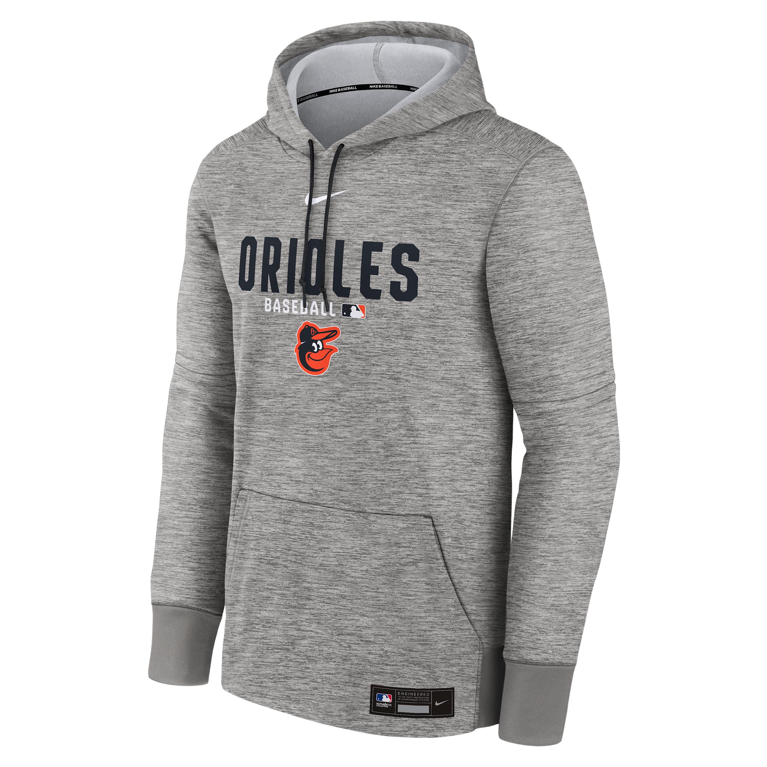 Men's Baltimore Orioles Authentic Collection Nike Therma MLB Pullover Hoodie by NIKE