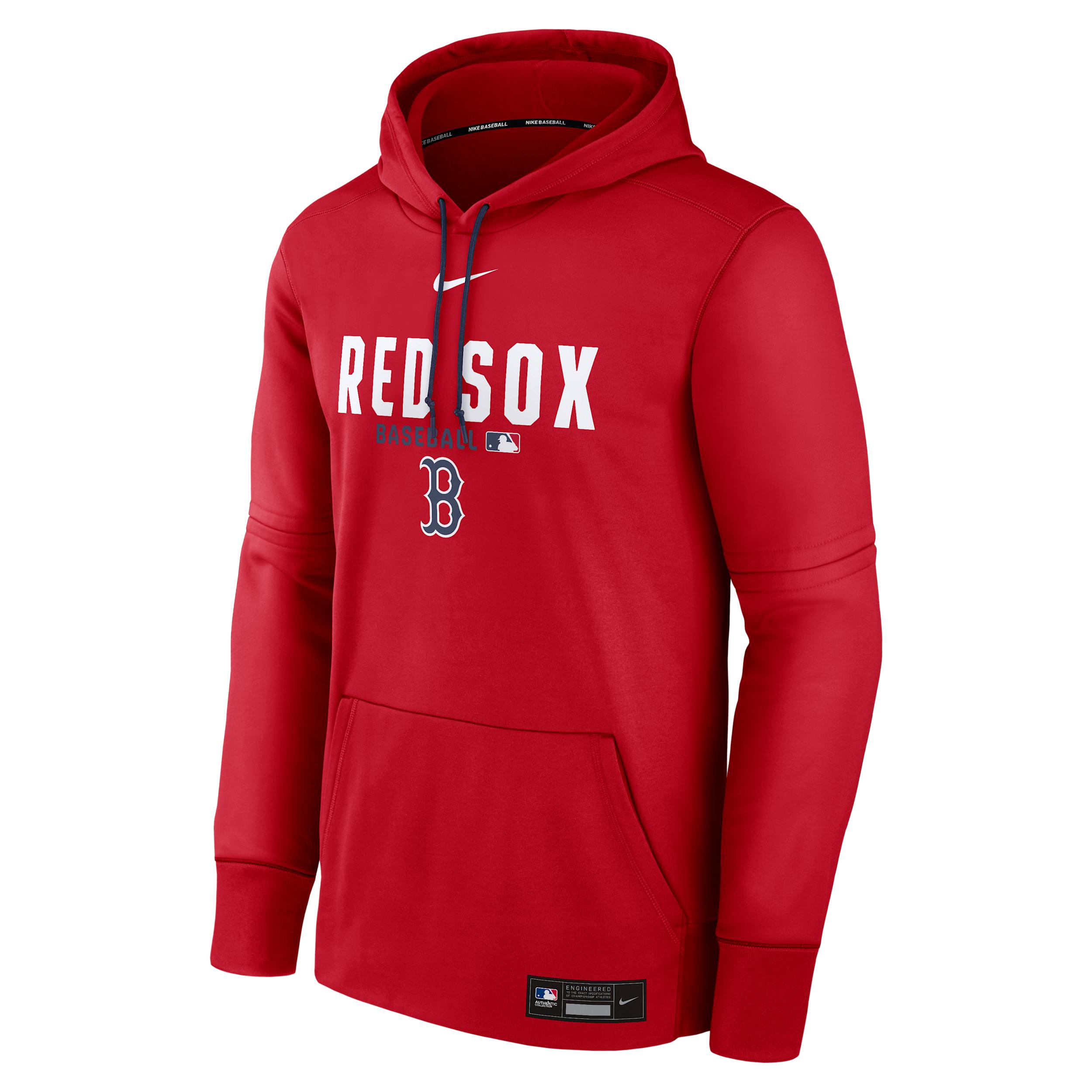 Men's Boston Red Sox Authentic Collection Nike Therma MLB Pullover Hoodie by NIKE