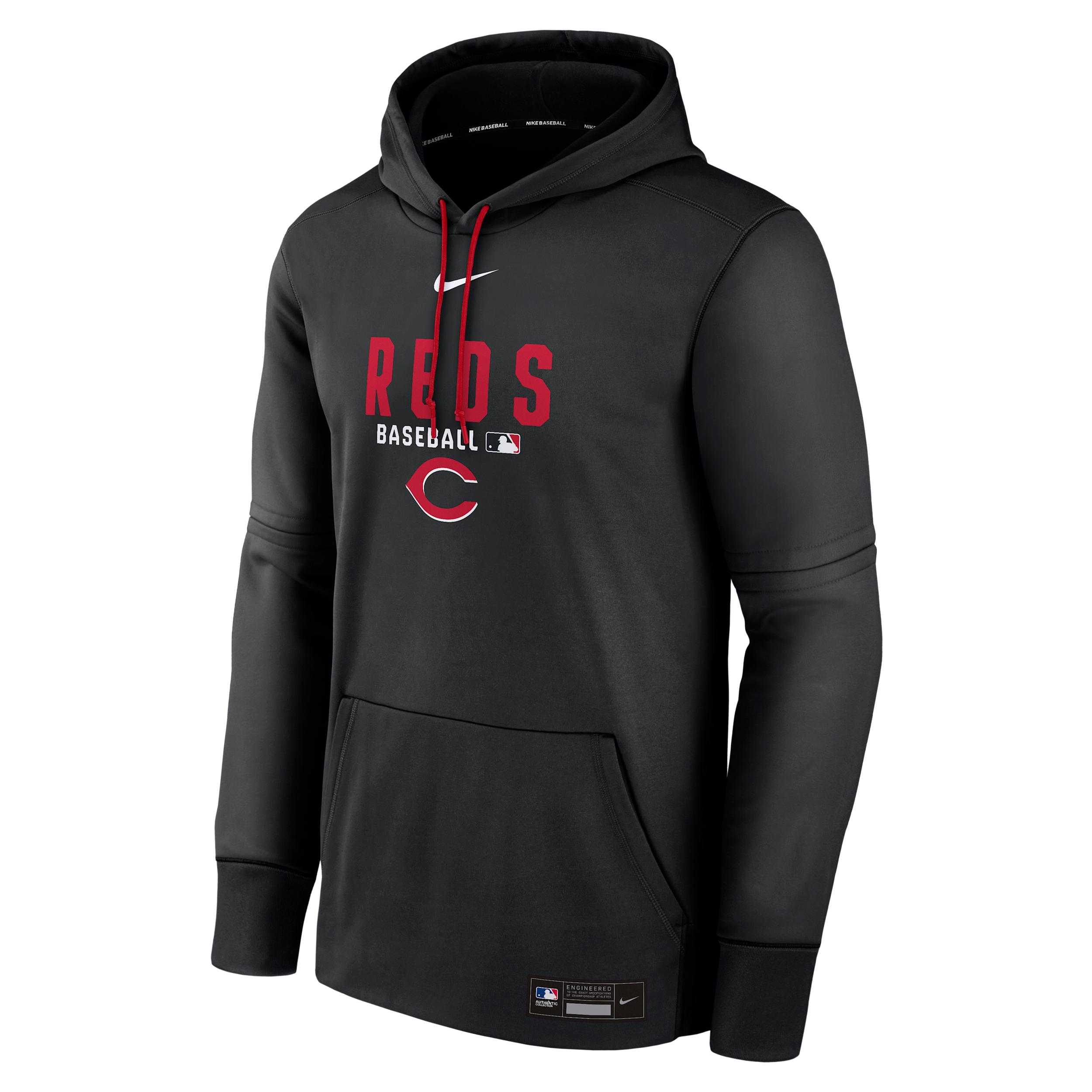 Men's Cincinnati Reds Authentic Collection Nike Therma MLB Pullover Hoodie by NIKE
