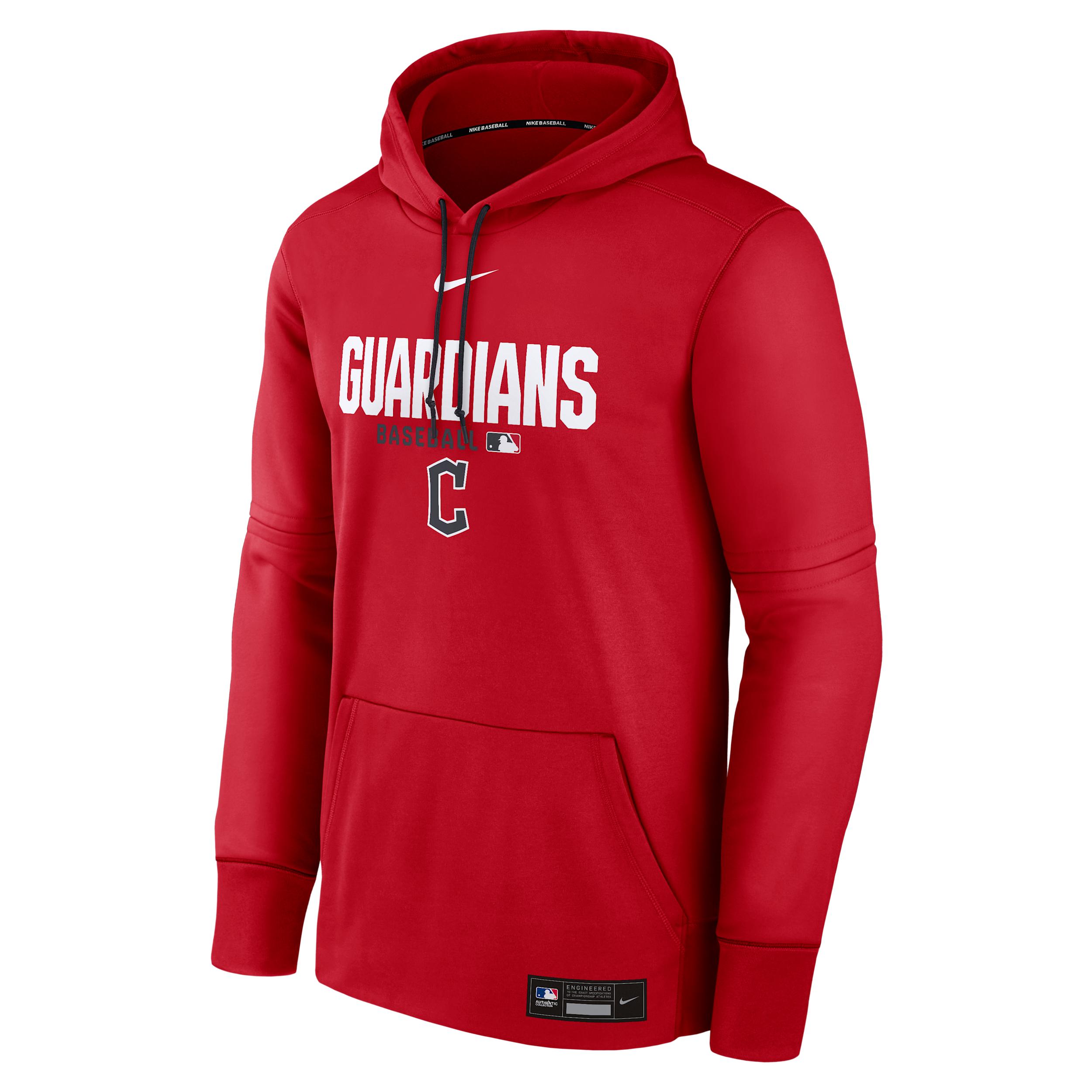 Men's Cleveland Guardians Authentic Collection Nike Therma MLB Pullover Hoodie by NIKE