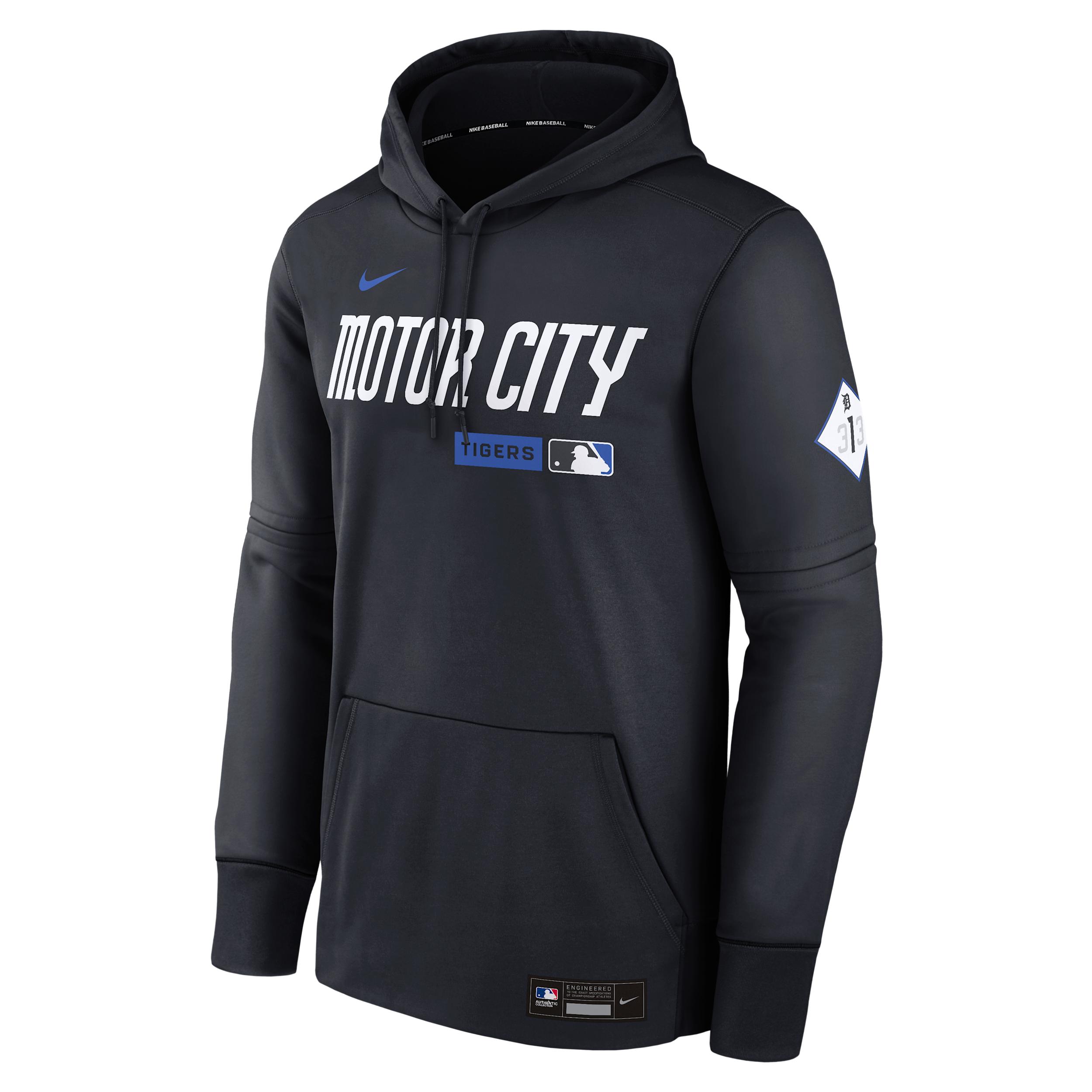 Men's Detroit Tigers Authentic Collection City Connect Nike Therma MLB Pullover Hoodie by NIKE